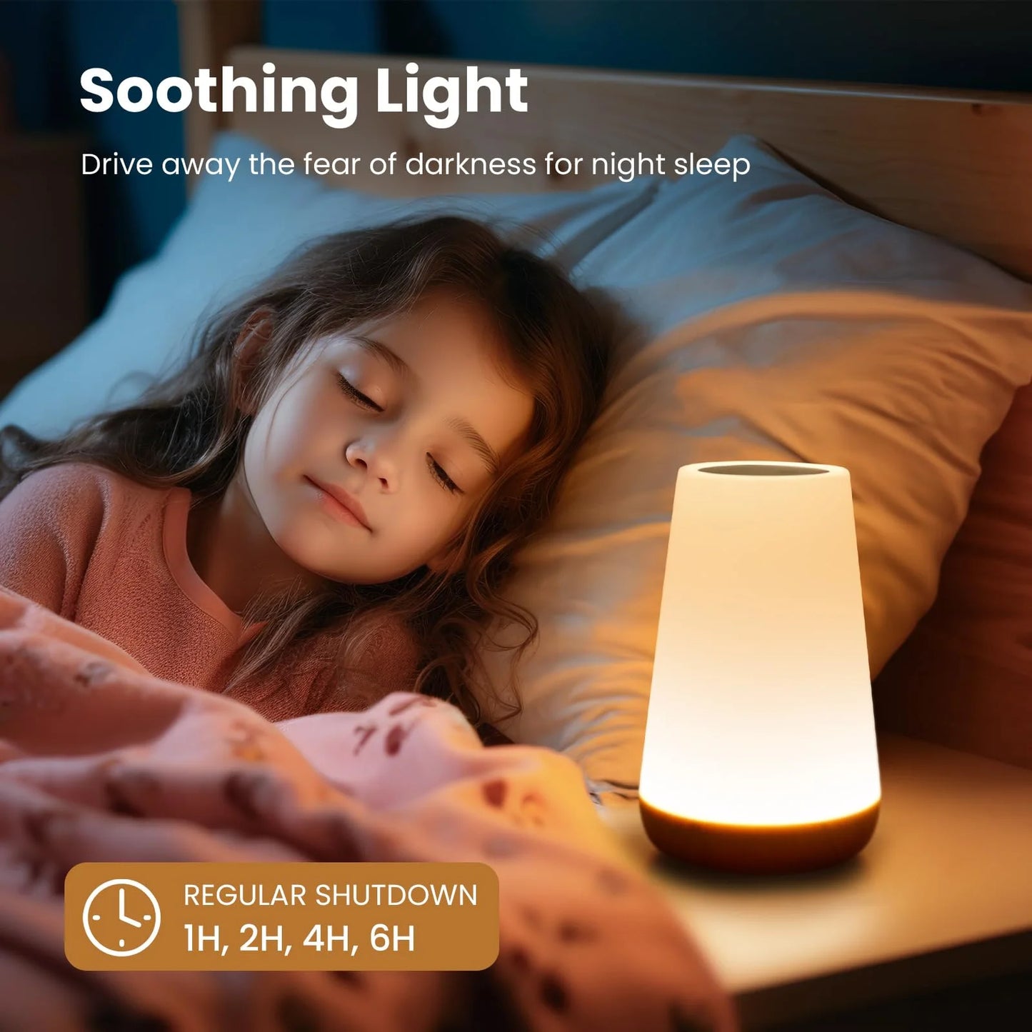 UWANTME Night Light, Dimmable Touch Lamp for Bedroom, Portable Table Bedside Desk Lamps, 5 Brightness and 13 RGB Colors, Suitable for Bedroom/Baby Nursery/Bathroom/Hallways/Living Room