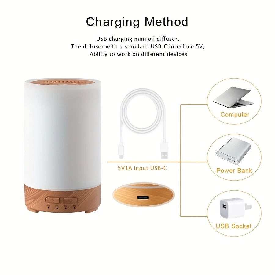 Noahstrong Essential Oil Diffuser, 7 Colors Oil Diffuser with Night Light Timer Waterless Auto-off Portable Cool Mist Air Humidifier for Bedroom Home