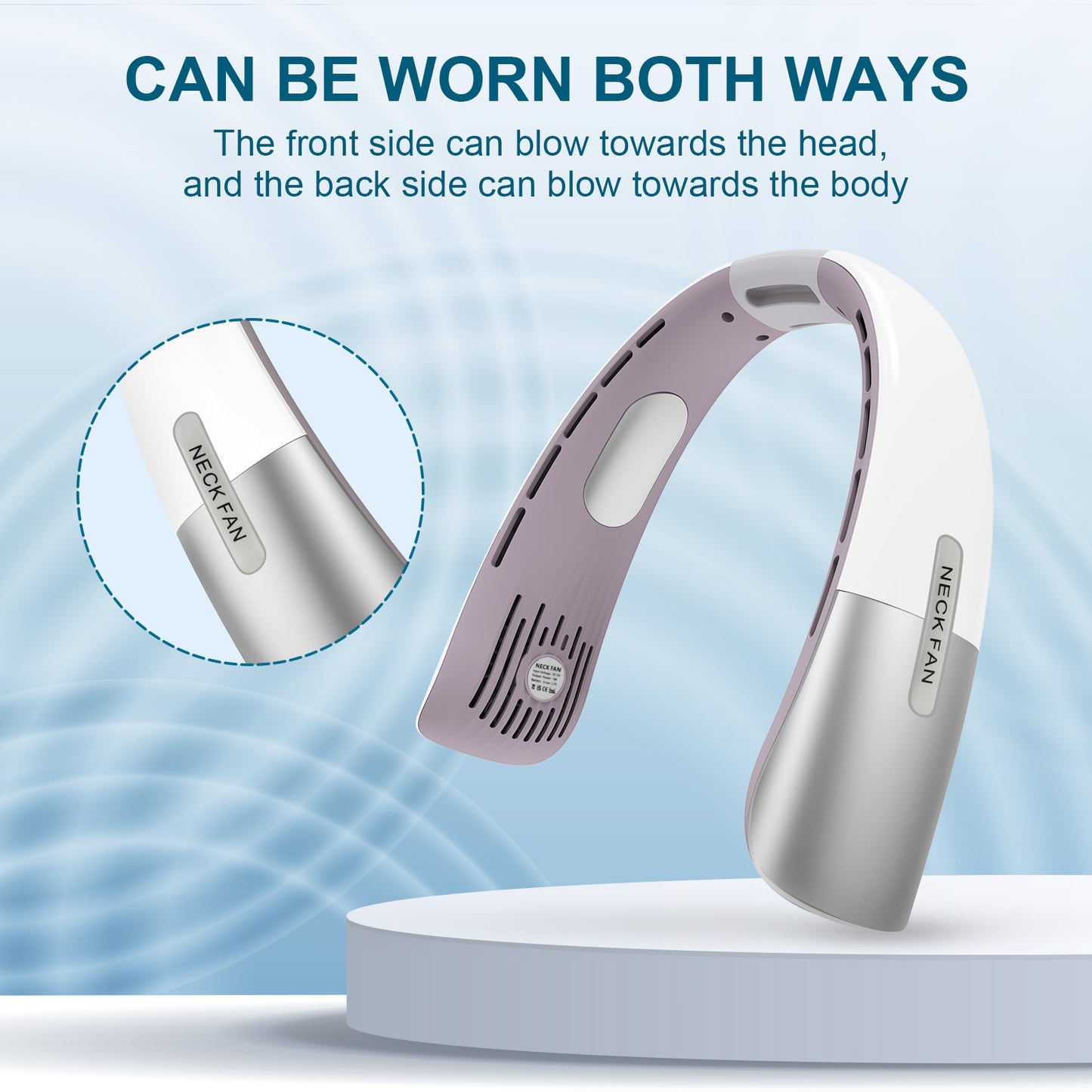 Portable Neck Fan, Hands-Free Personal Fan with 5 Speeds Wearable Bladeless Fan Whisper-Quiet Rechargeable Fan Perfect for Home, Sports, Travel