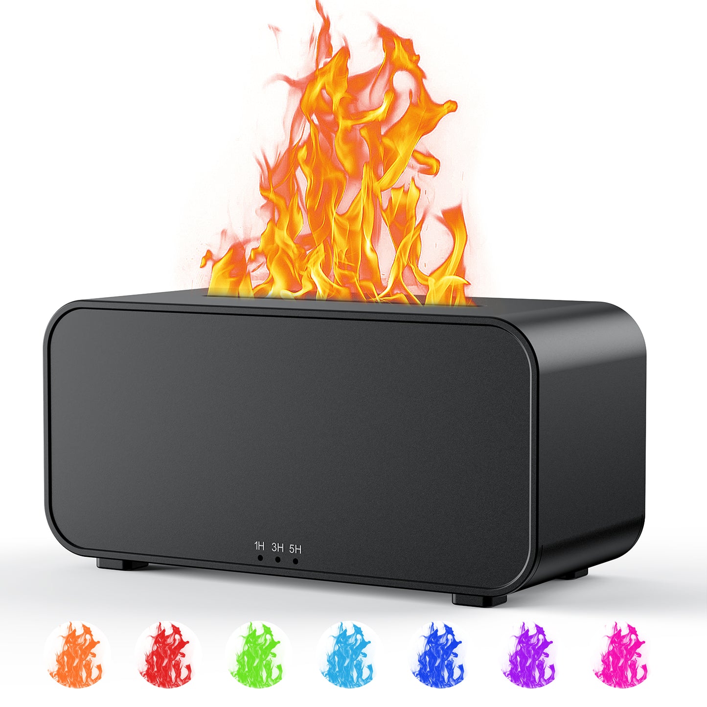 Noahstrong Flame Diffuser, Essential Oil Diffuser 7 Flame Colors Ultrasonic Cool Mist Humidifier with Timer and Non-slip Mats for Home Room