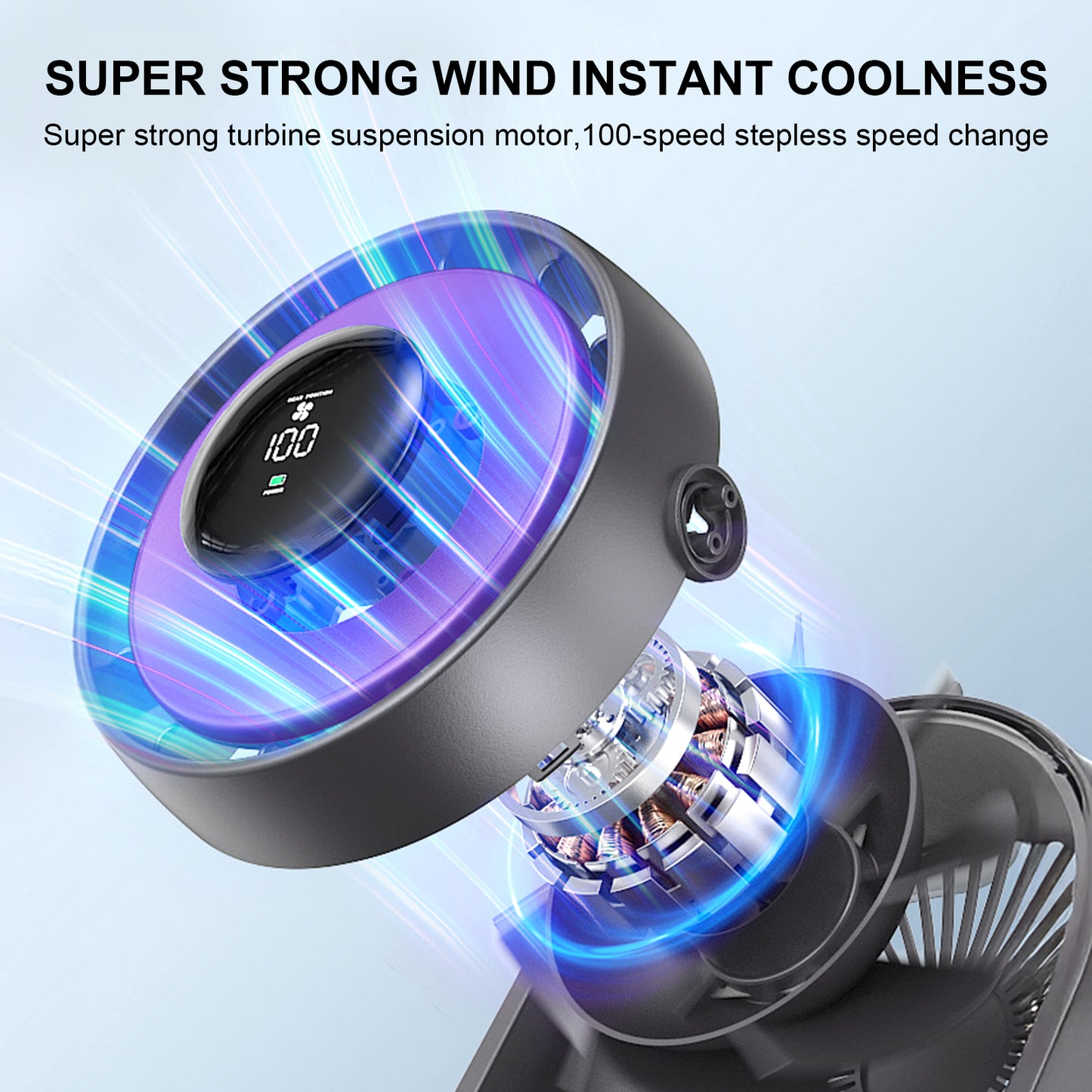 Small Desktop Fan, Smart Digital Display Mini Mute 100 Speed Settings Table Desk Fan Portable Small Fans for Bedroom Office Home