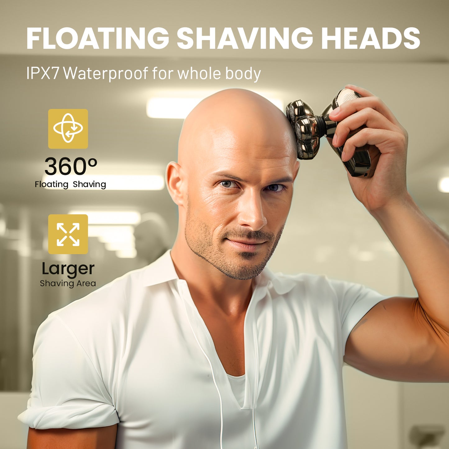 Nogroa 7D Head Shavers for Bald Men, Detachable Electric Shaver for Men, 5-in-1 Electric Razor Grooming Kit with Beard Clippers Nose Trimmer, LED Display, IPX6 Waterproof, Dry/Wet