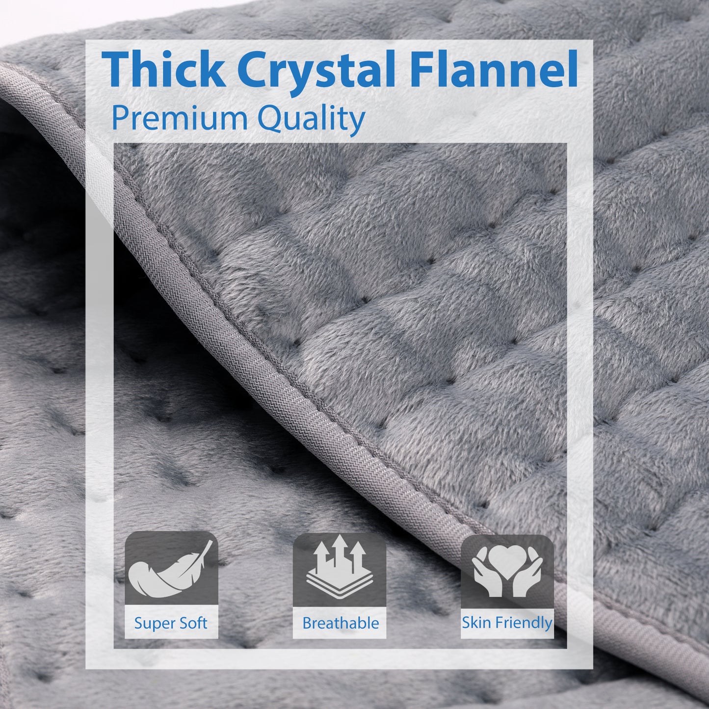 TCVOR Flannel Heating Pad for Back Pain Relief, 12" x 24" Electric Heating Pad, Fast-heating for Muscle Pain and Cramps Relief, 6 Heat Settings, 4 Timer Auto Shut Off, Machine Washable