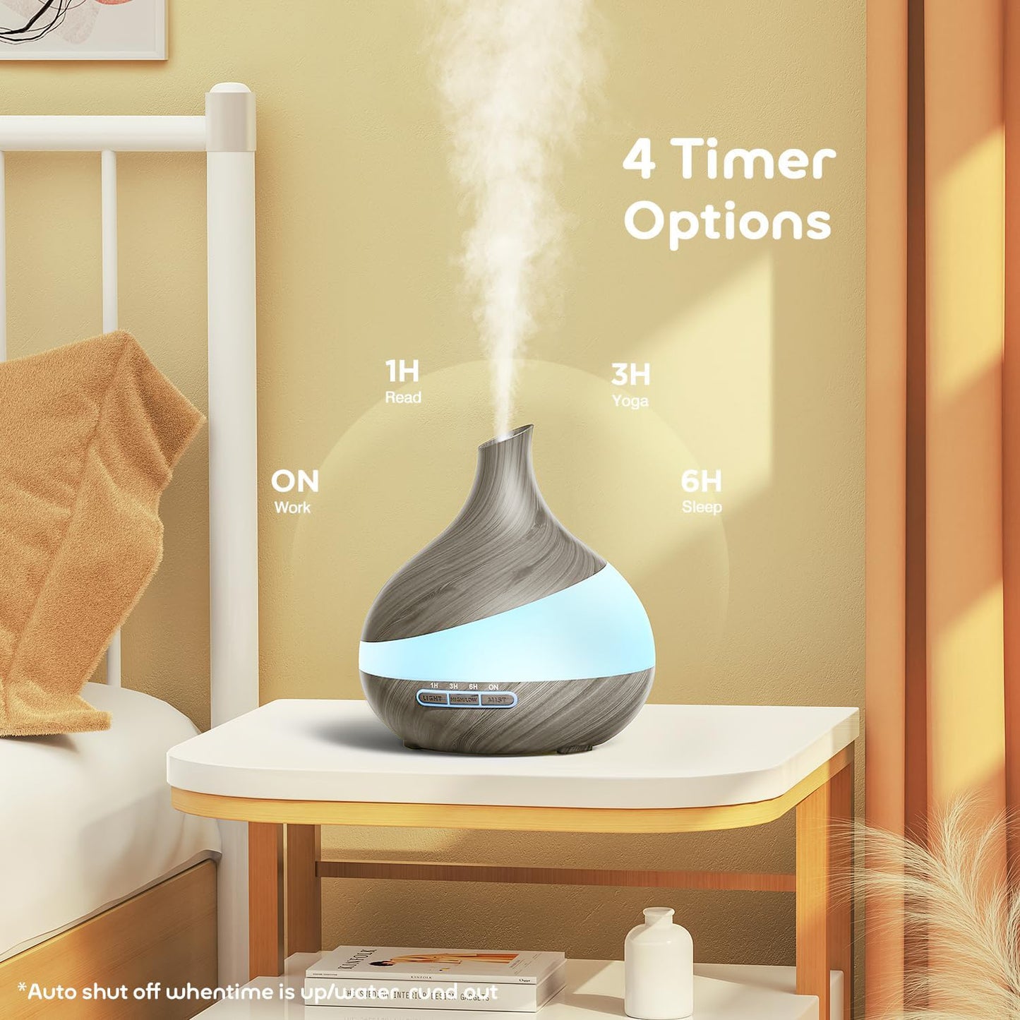 Noahstrong 550ml Essential Oil Diffuser, Gray Wood Grain Oil Diffuser with 14 Color Lights 4 Timer Setting Remote Control Cool Mist Humidifier for Large Room Bedroom