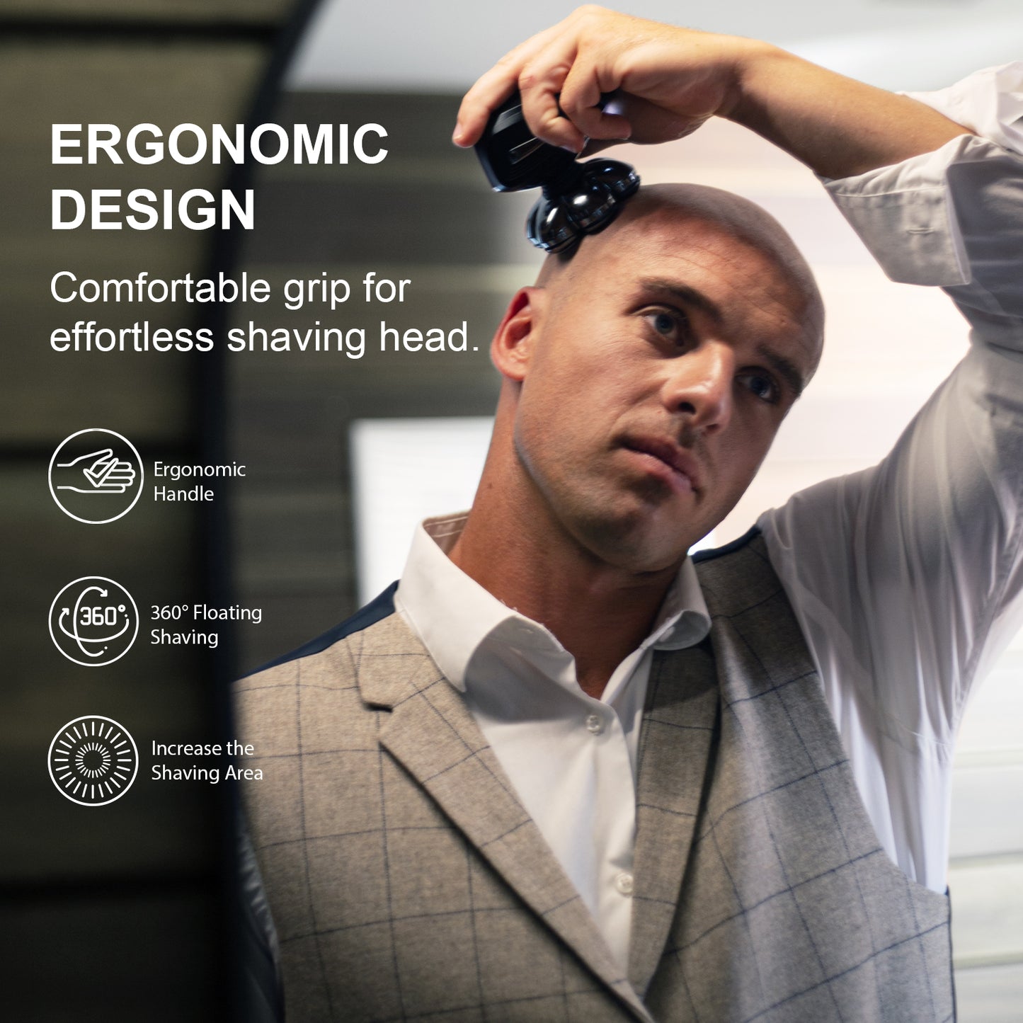 Nogroa Head Shavers for Bald Men, 7D Electric Razor, Cordless Rechargeable Wet/Dry IPX7 Waterproof Hair Beard Trimmer with Rotary Blades & Brush, LED Display, Grooming Shaving Kit Gift for Men