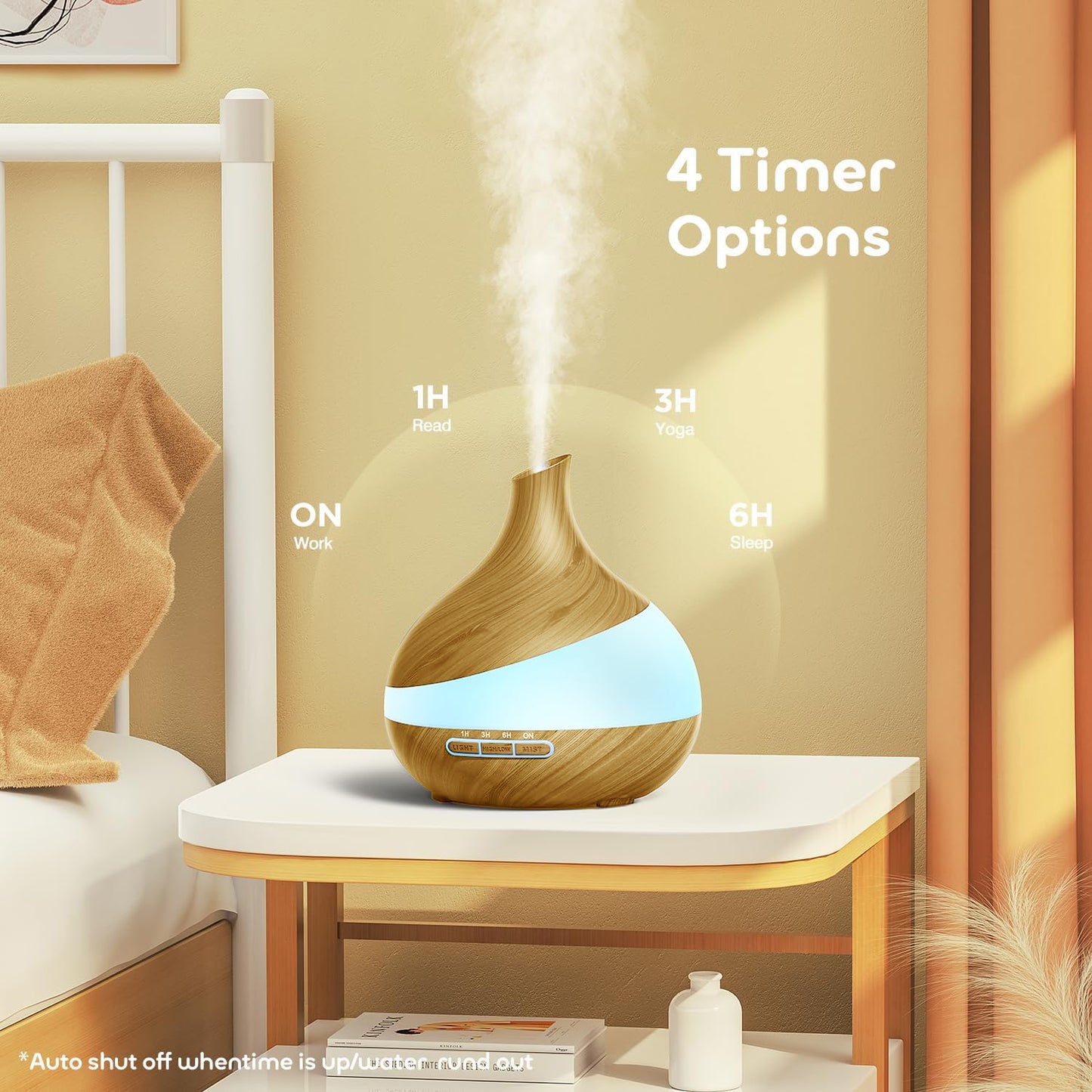 Noahstrong 550ml Essential Oil Diffuser, Brown Wood Oil Diffuser for Large Room Cool Mist Humidifier Air Diffuser with Remote Control