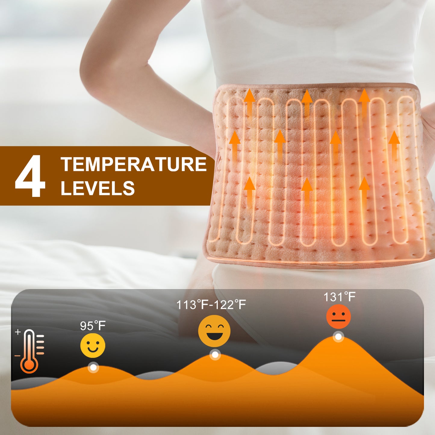 TCVOR Heating Pad for Back, Neck, Shoulders, Abdomen, Legs, Joint Pain Relief, 12" x 24'' Electric Heating Pad with 4 Heat Settings, Timer Auto Shut Off, Machine Washable, Gifts for Women, Men