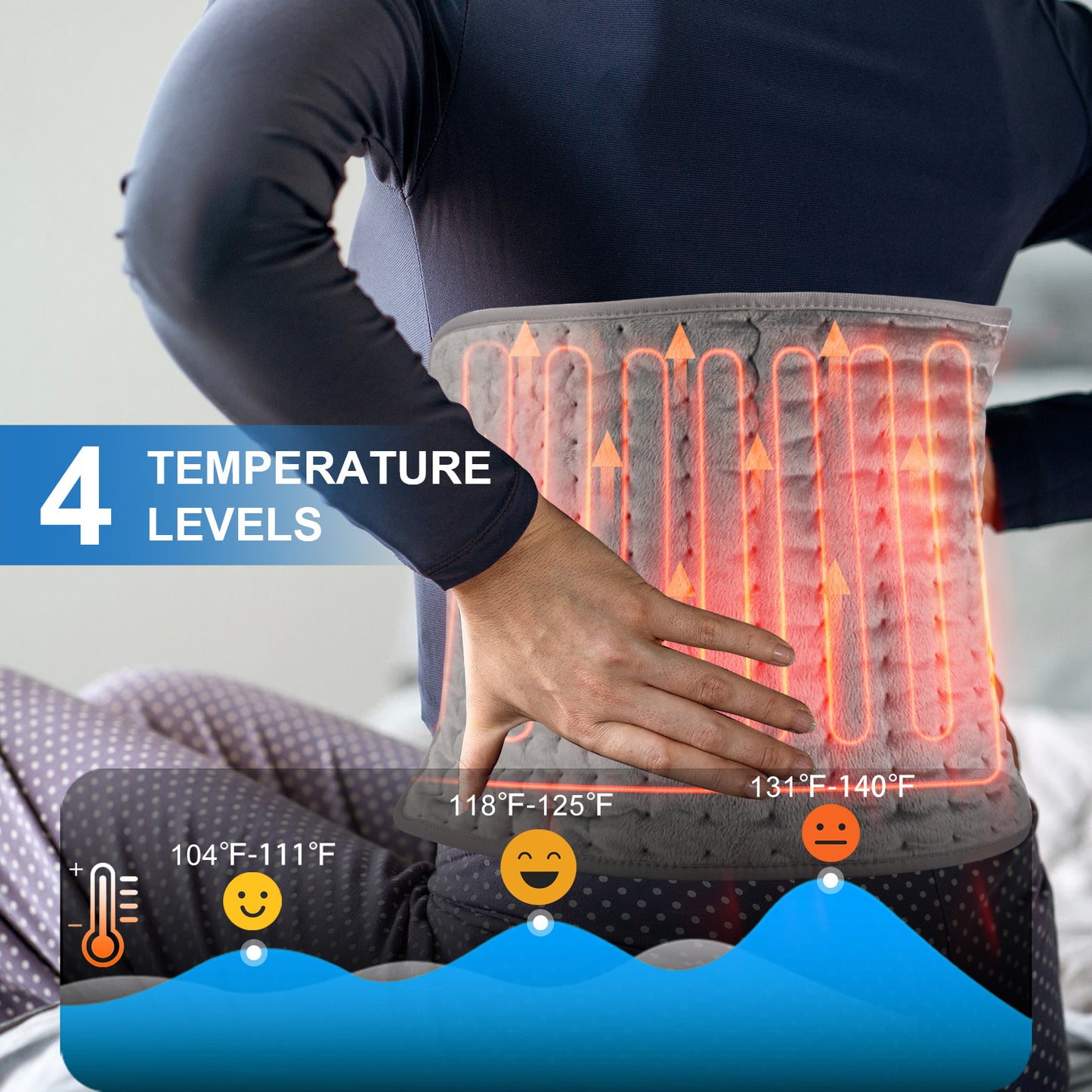 TCVOR Flannel Heating Pad for Back Pain Relief, 12" x 24" Electric Heating Pad, Fast-heating for Muscle Pain and Cramps Relief, 6 Heat Settings, 4 Timer Auto Shut Off, Machine Washable