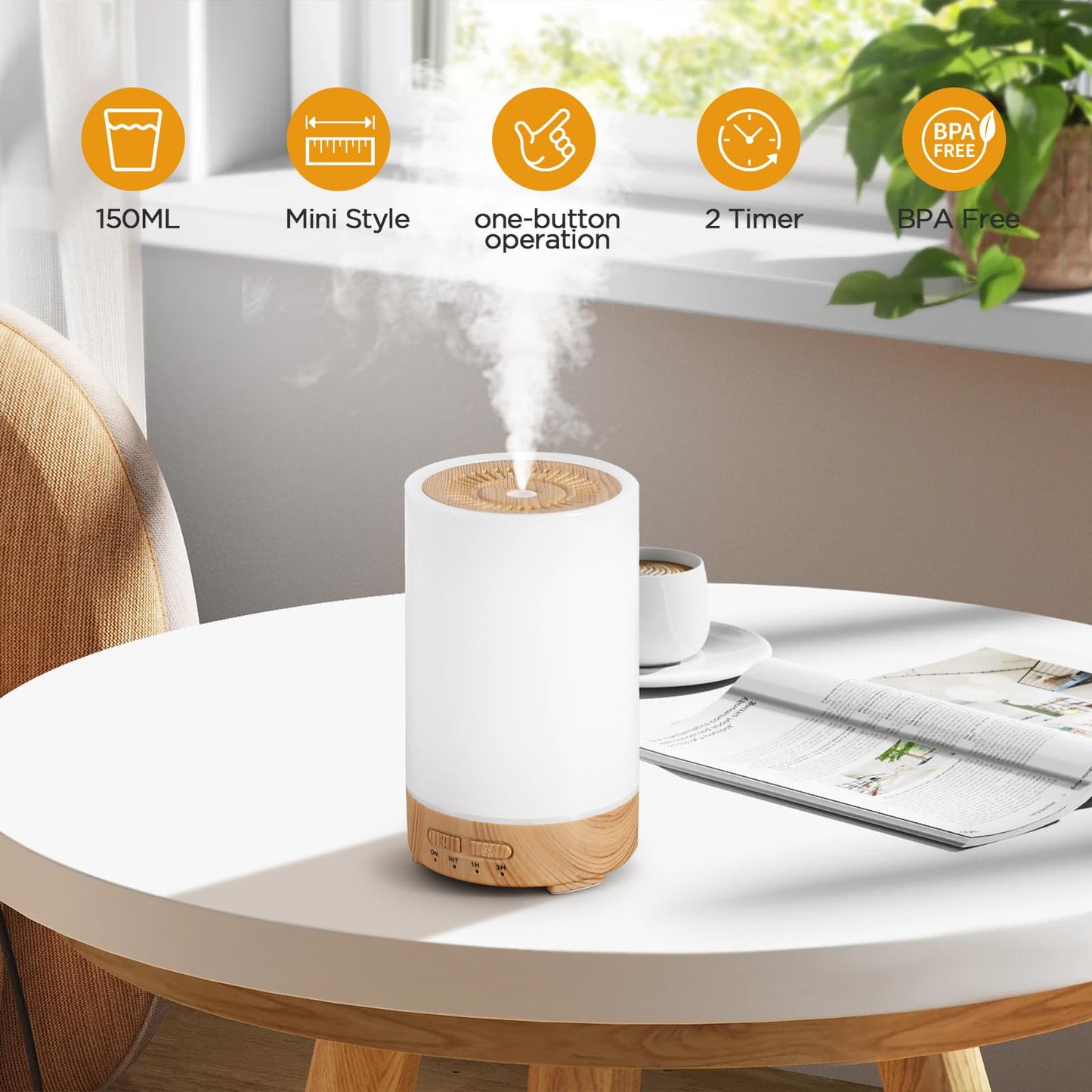 Noahstrong Essential Oil Diffuser, 7 Colors Oil Diffuser with Night Light Timer Waterless Auto-off Portable Cool Mist Air Humidifier for Bedroom Home