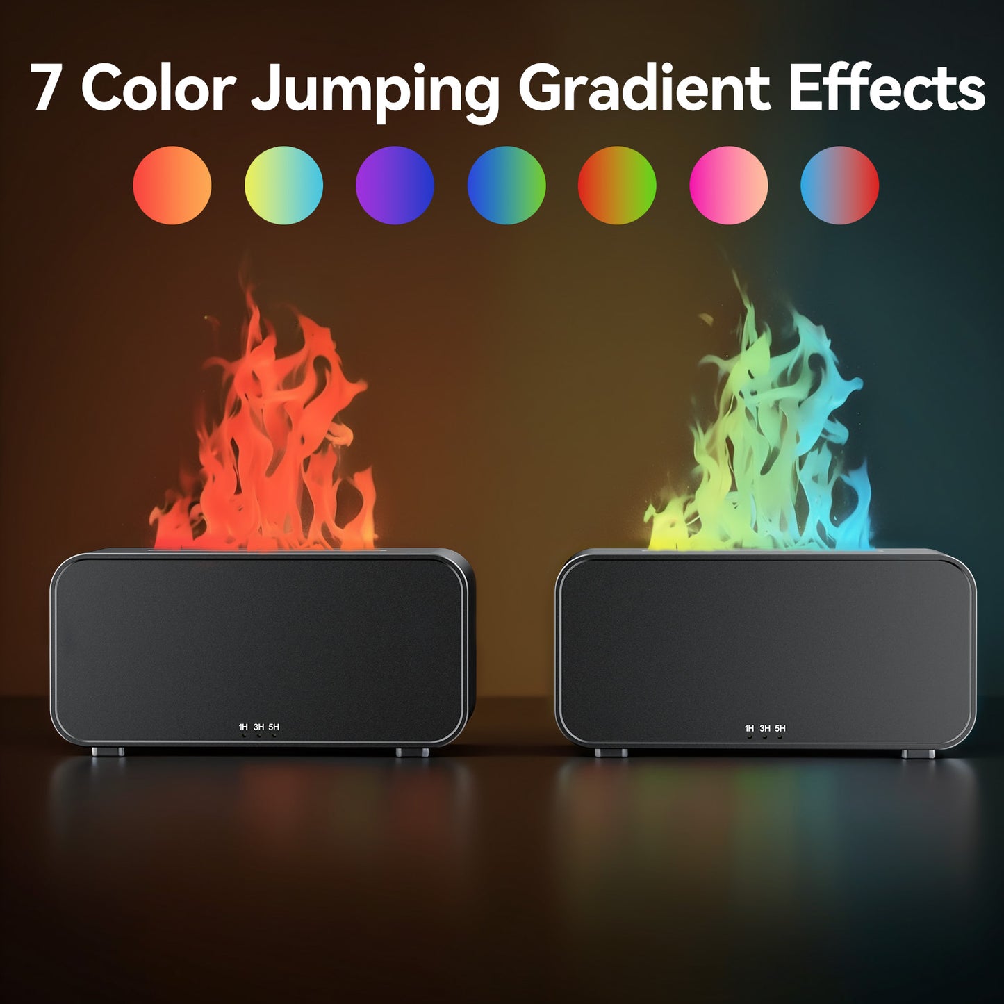 Noahstrong Flame Diffuser, Essential Oil Diffuser 7 Flame Colors Ultrasonic Cool Mist Humidifier with Timer and Non-slip Mats for Home Room