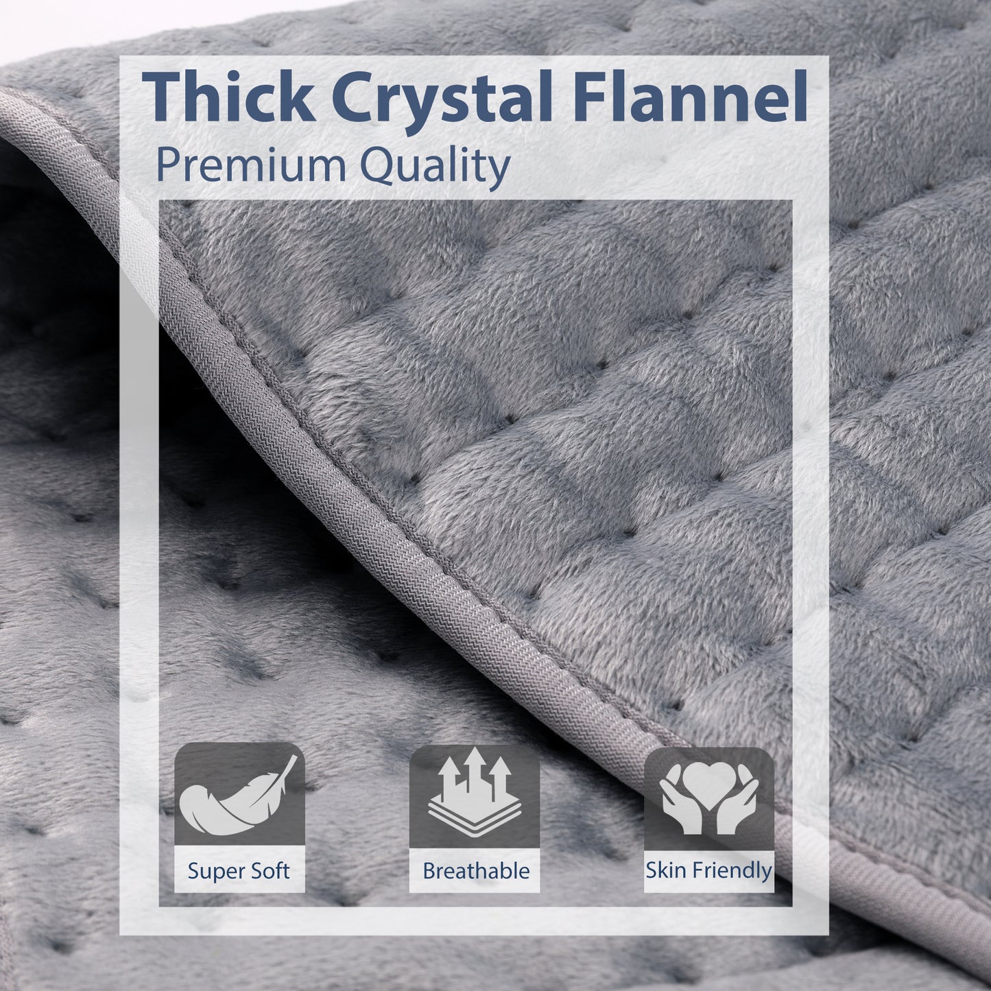 TCVOR Large Heating Pad for Back, Neck Pain and Period Cramp Relief, 12" x 24" Super Soft Flannel Electric Heating Pad with 6 Heat Settings, 4 Timer Auto Shut Off, Machine Washable