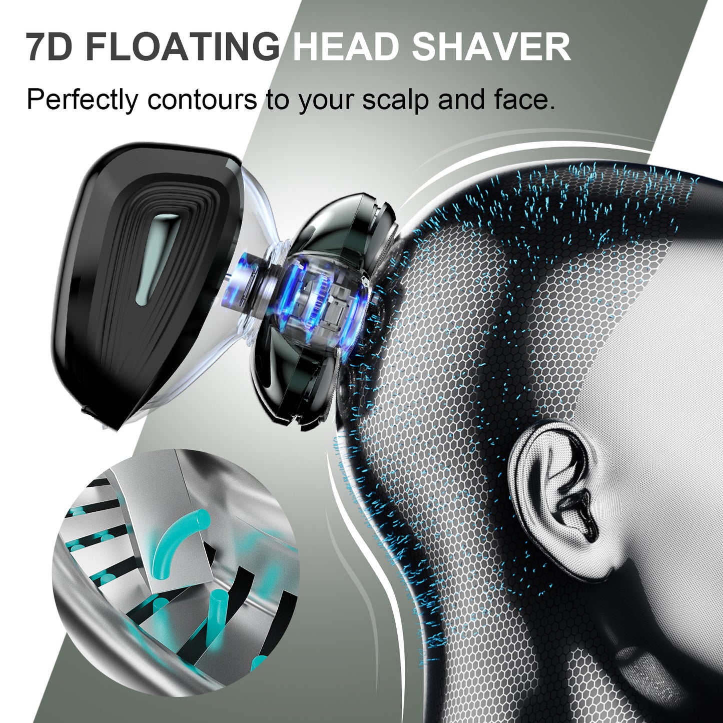 Nogroa Head Shavers for Bald Men, 7D Electric Razor, Cordless Rechargeable Wet/Dry IPX7 Waterproof Hair Beard Trimmer with Rotary Blades & Brush, LED Display, Grooming Shaving Kit Gift for Men