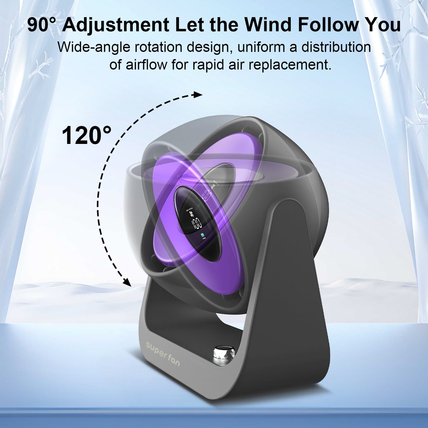 Small Desktop Fan, Smart Digital Display Mini Mute 100 Speed Settings Table Desk Fan Portable Small Fans for Bedroom Office Home