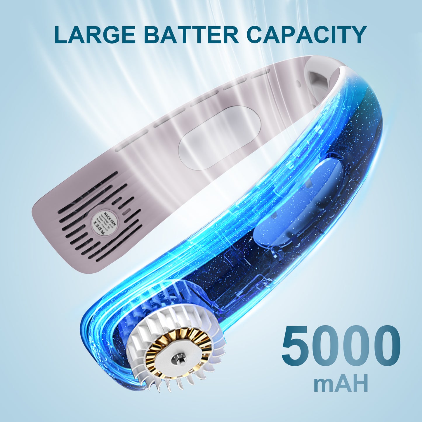 Portable Neck Fan, Hands-Free Personal Fan with 5 Speeds Wearable Bladeless Fan Whisper-Quiet Rechargeable Fan Perfect for Home, Sports, Travel