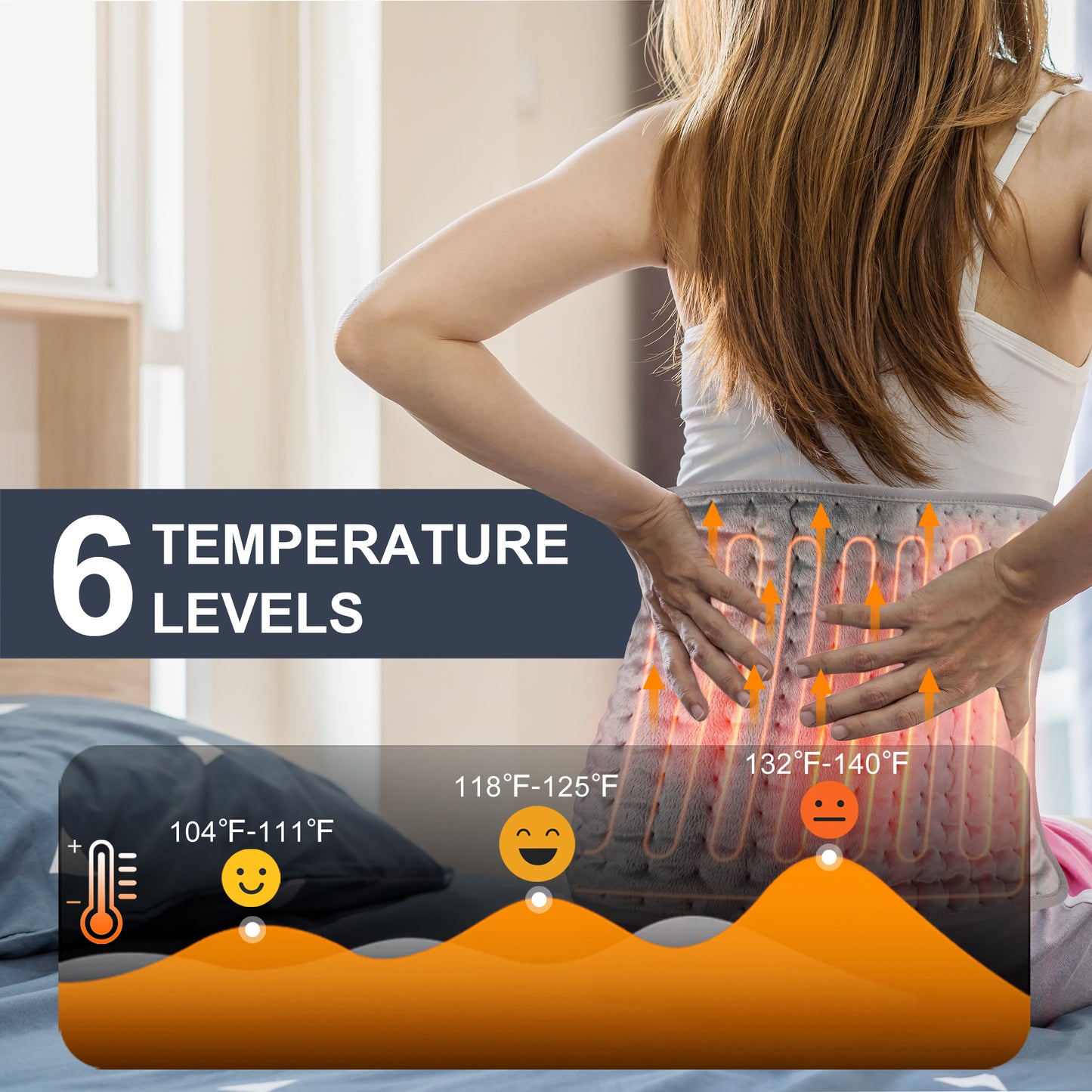 TCVOR Large Heating Pad for Back, Neck Pain and Period Cramp Relief, 12" x 24" Super Soft Flannel Electric Heating Pad with 6 Heat Settings, 4 Timer Auto Shut Off, Machine Washable