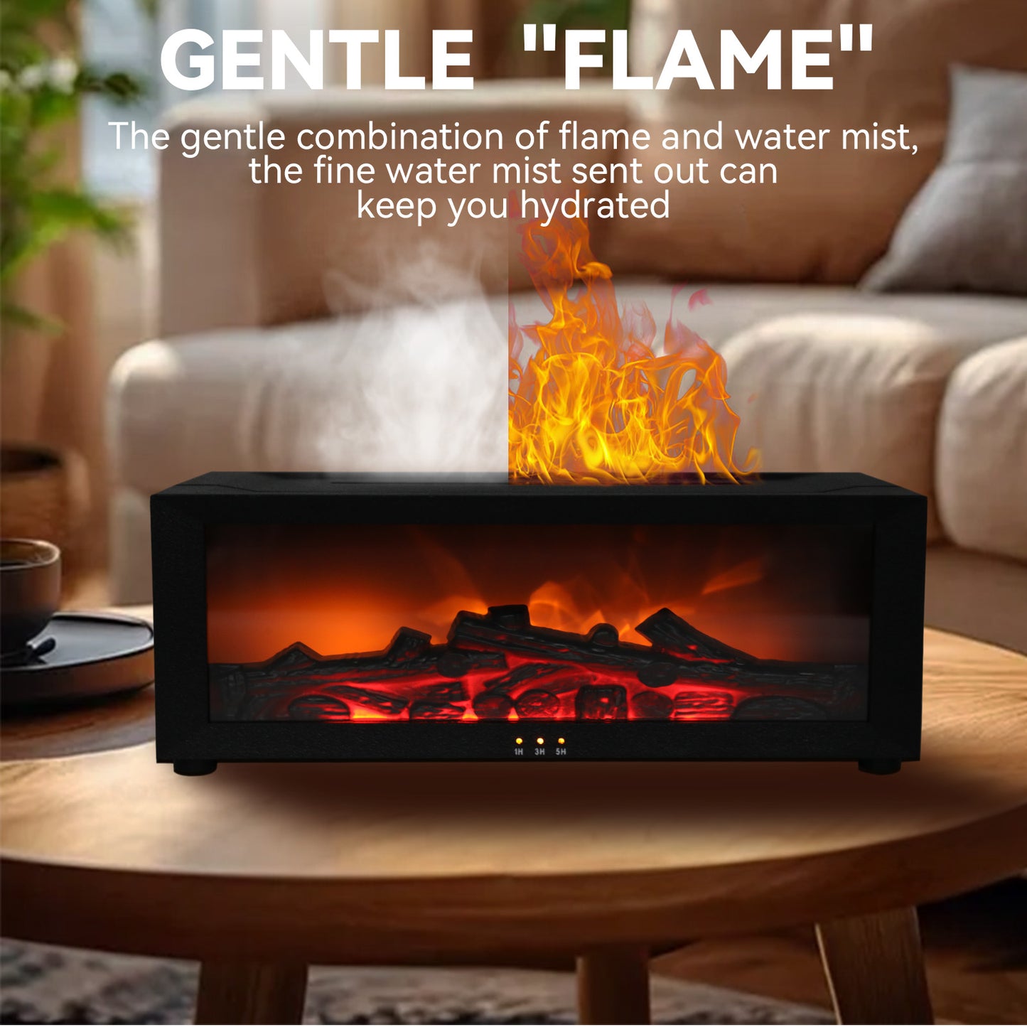 Noahstrong Flame Diffuser, 7 Colors Flame Fireplace Essential Oil Diffuser Cool Mist Humidifier with Remote Control, Timer and Waterless Auto-off Oil Diffuser for Home Room Office