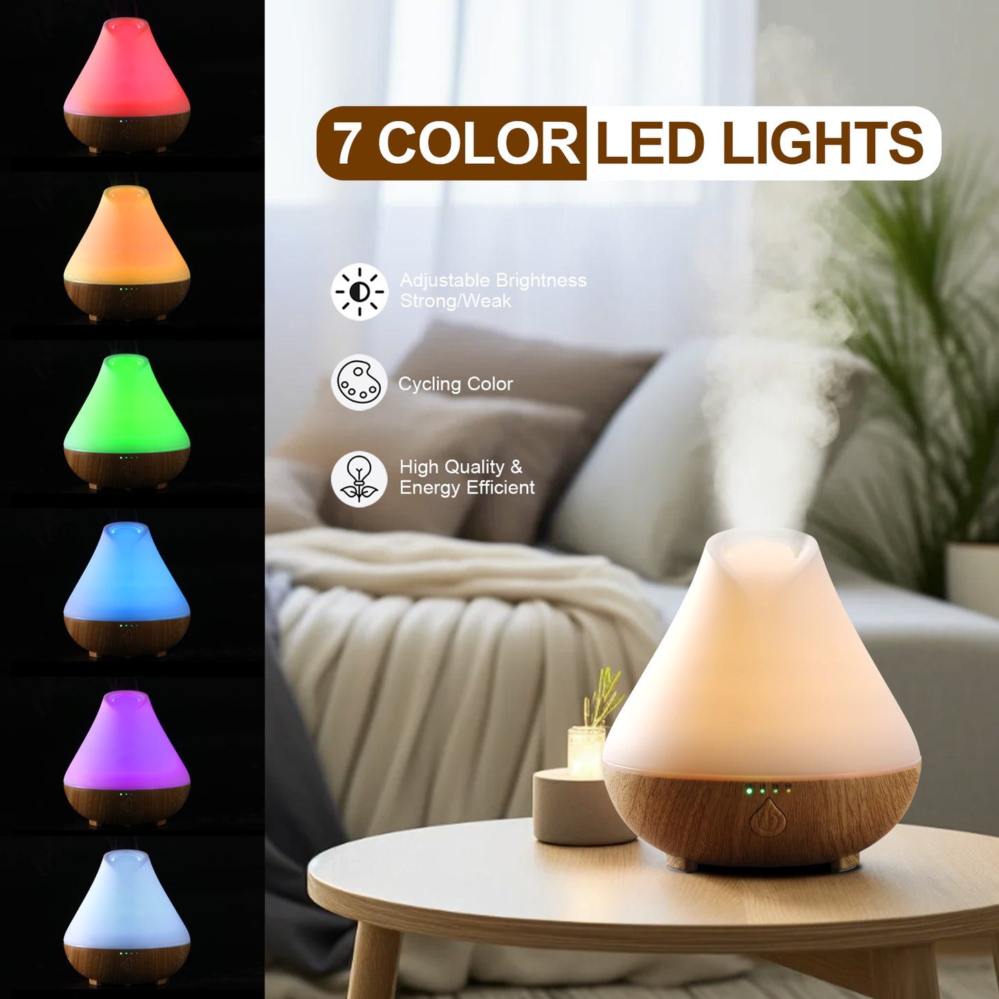 Noahstrong 100ml Essential Oil Diffuser, Woodgrain Aromatherapy Diffuser Humidifier, Waterless Auto Shut-off for Large Room Bedroom Home Office