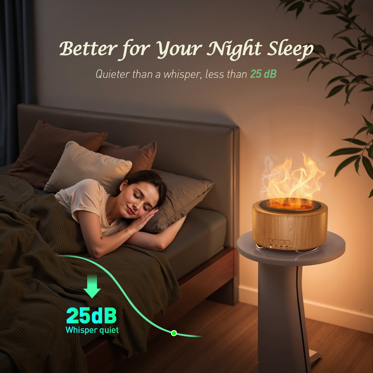 Noahstrong 500ml Essential Oil Diffuser, 9 Colors Flame Oil Diffuser with Timer Setting & Low Noise Cool Mist Humidifier for Large Home Bedroom