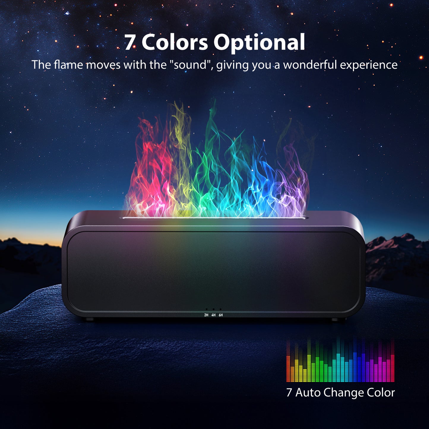 Noahstrong Flame Diffuser Humidifier, 250ml Essential Oil Diffusers for Large Rooms, Dynamic Fire Flame Sound Pickup, Cool Mist Oil Diffuser for Home with 7 Color Lights, Remote Control, Black