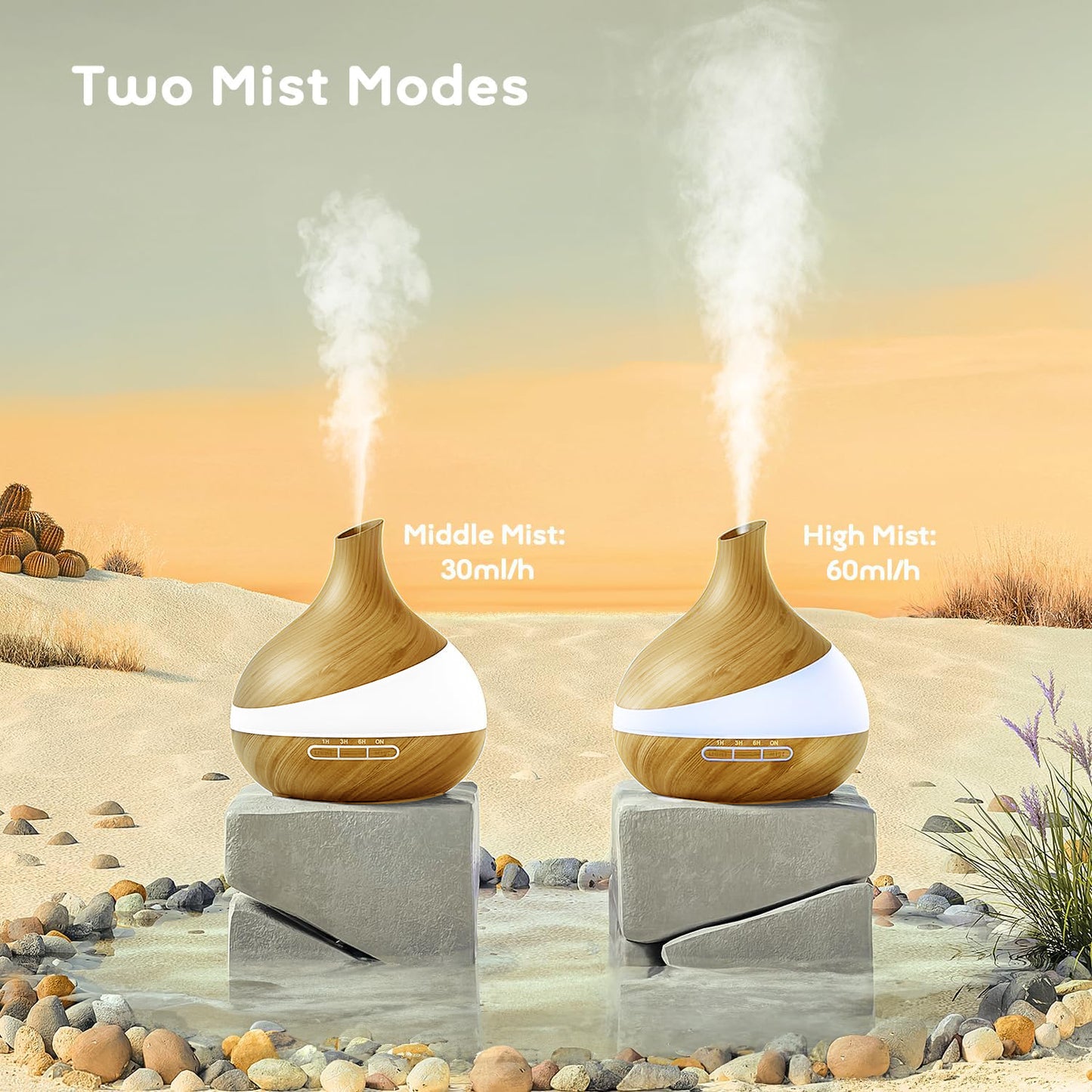 Noahstrong 550ml Essential Oil Diffuser, Brown Wood Oil Diffuser for Large Room Cool Mist Humidifier Air Diffuser with Remote Control