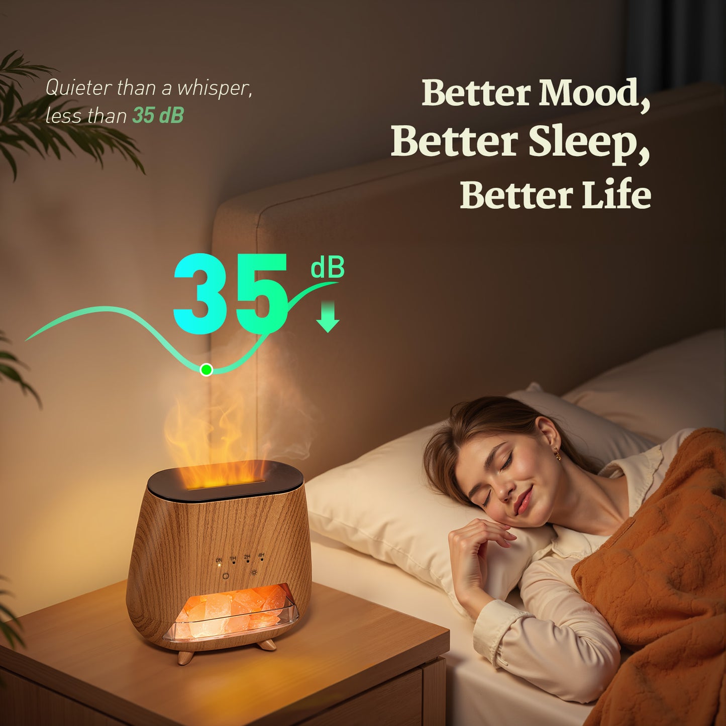 Noahstrong Essential Oil Diffuser, Aromatherapy Diffuser with Himalayan Pink Salt Rock, Cool Mist Humidifier with Auto Off Function and 9 Colors LED Night Light for Bedroom