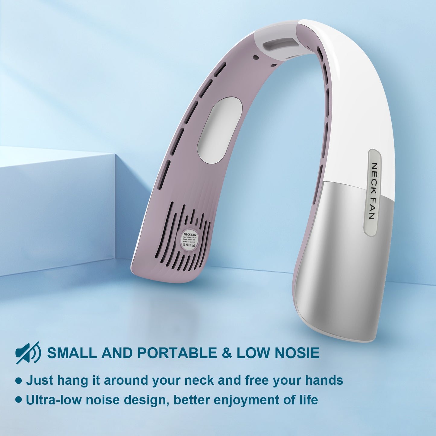 Portable Neck Fan, Hands-Free Personal Fan with 5 Speeds Wearable Bladeless Fan Whisper-Quiet Rechargeable Fan Perfect for Home, Sports, Travel
