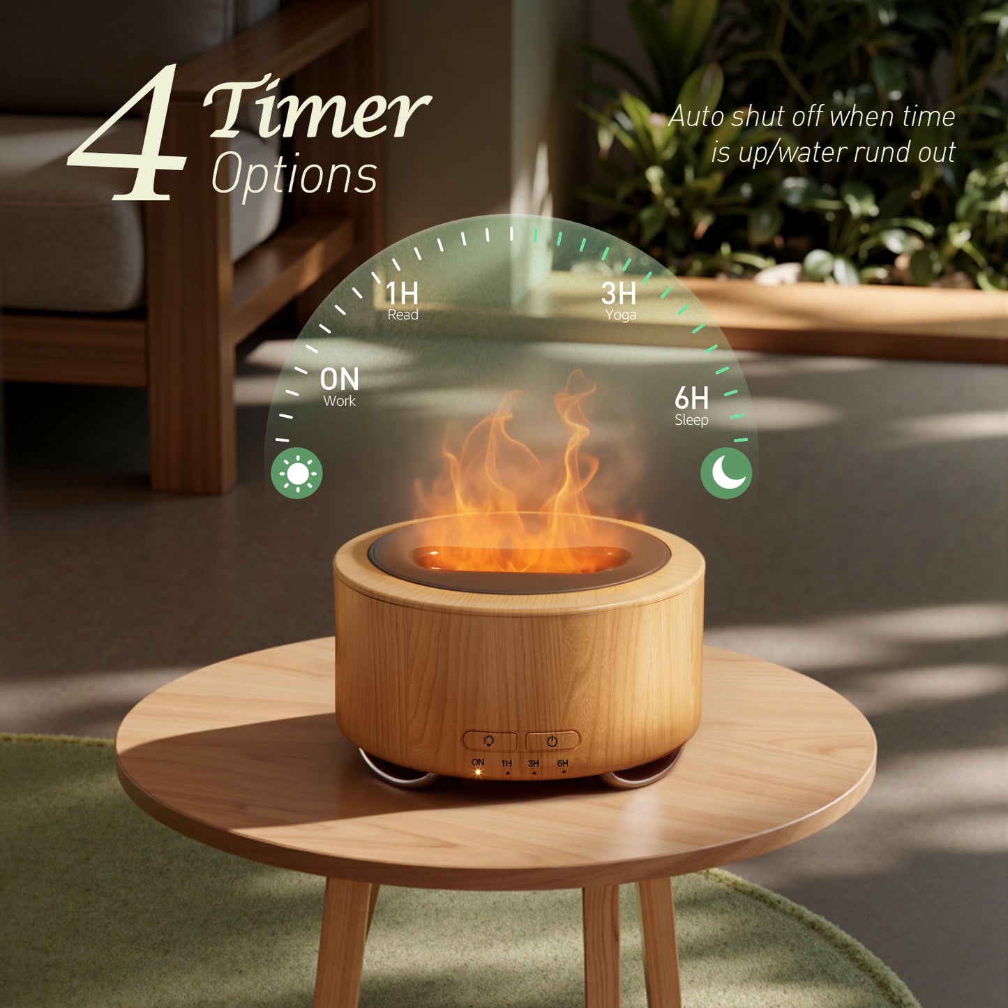 Noahstrong 500ml Essential Oil Diffuser, 9 Colors Flame Oil Diffuser with Timer Setting & Low Noise Cool Mist Humidifier for Large Home Bedroom