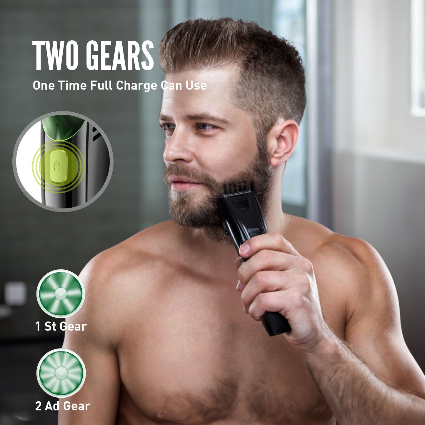 Nogroa Vacuum Beard Trimmer for Men, Cordless Electric Shaver with 20 Trim Setting, Built-in Vacuum Cleaner for Mustache, Sideburns, Facial Hair, Rechargeable, IPX6 Waterproof, with 2 Comb
