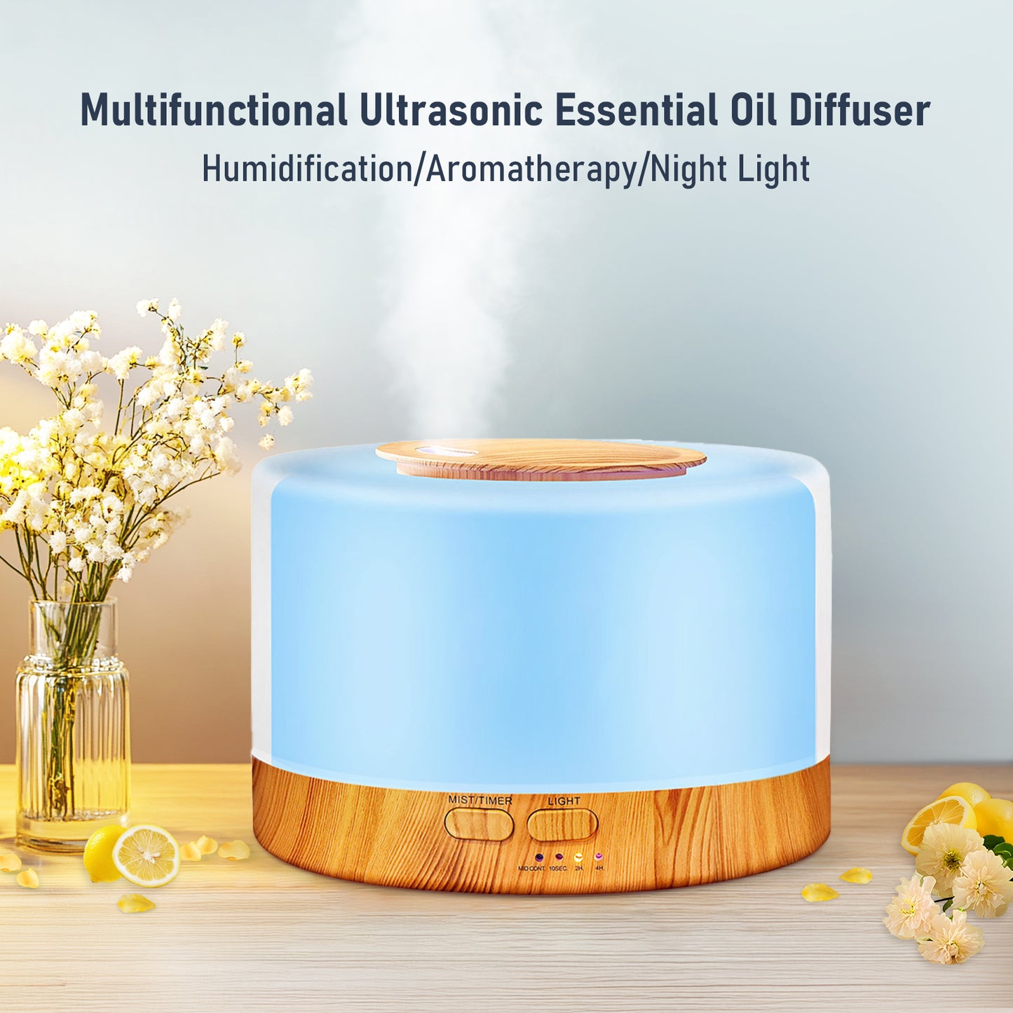 Noahstrong 700ml Essential Oil Diffuser, Oil Diffuser with 7 Colors Timmer Settings Remote Control Cool Mist Air Humidifier for Large Room Home Office