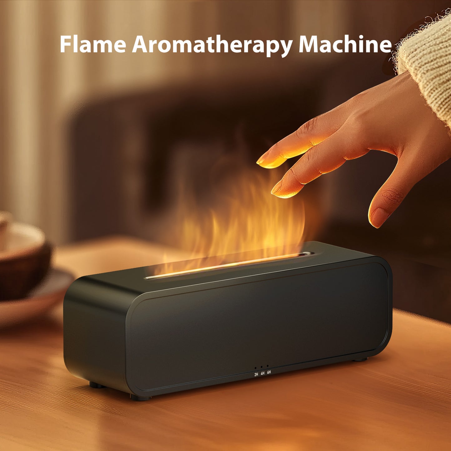 Noahstrong Flame Diffuser Humidifier, 250ml Essential Oil Diffusers for Large Rooms, Dynamic Fire Flame Sound Pickup, Cool Mist Oil Diffuser for Home with 7 Color Lights, Remote Control, Black