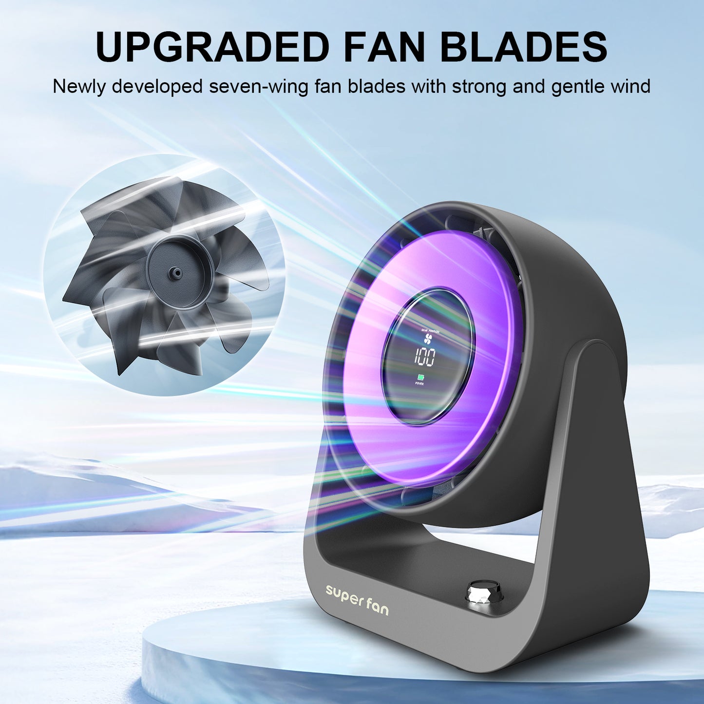 Small Desktop Fan, Smart Digital Display Mini Mute 100 Speed Settings Table Desk Fan Portable Small Fans for Bedroom Office Home