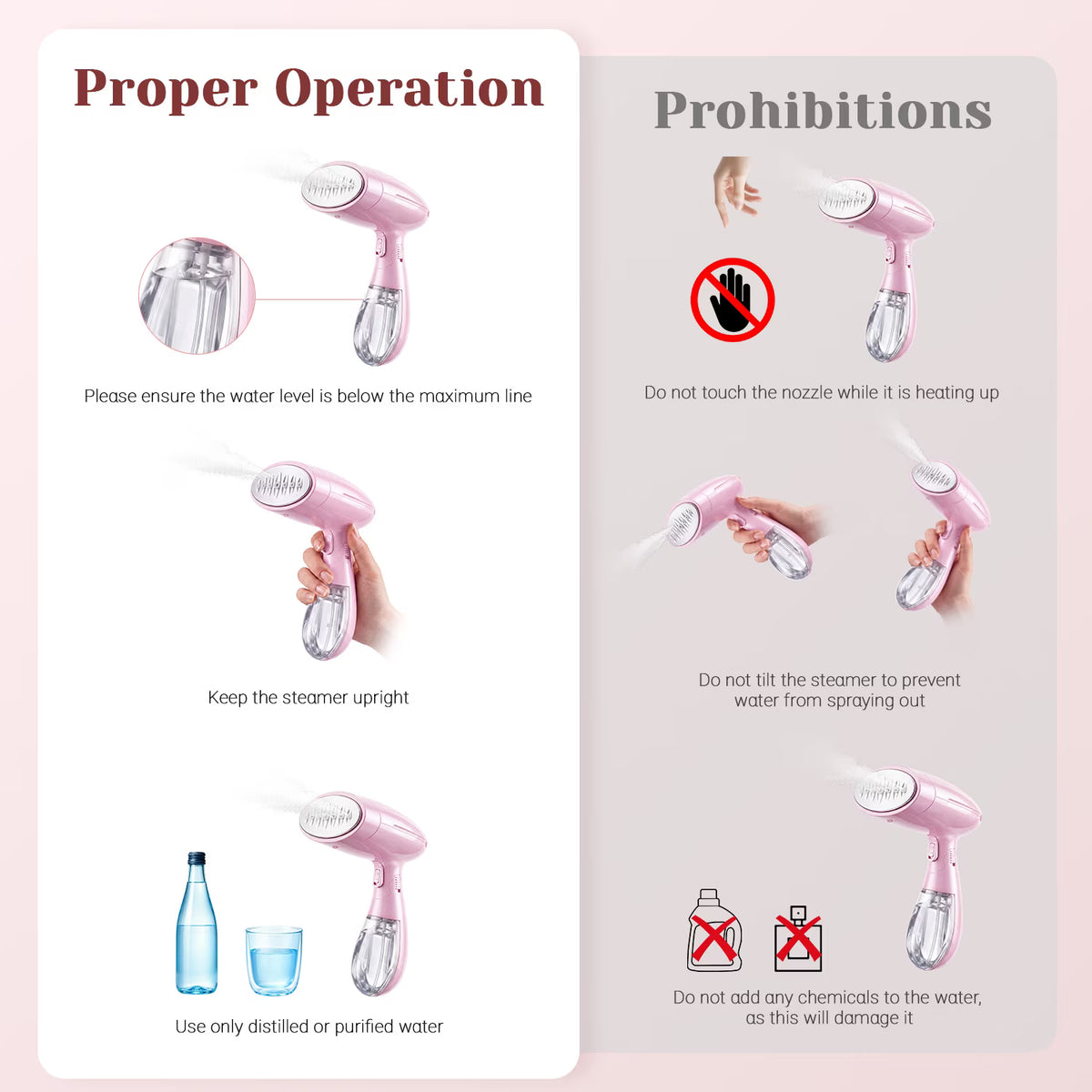 Jionchery Steamer for Clothes, 1500W Foldable Handheld Garment Steamer with Fabric Brush & Measuring Cup, Quick Wrinkle Remover 130ml Handheld Clothes Steamer for Home, Travel