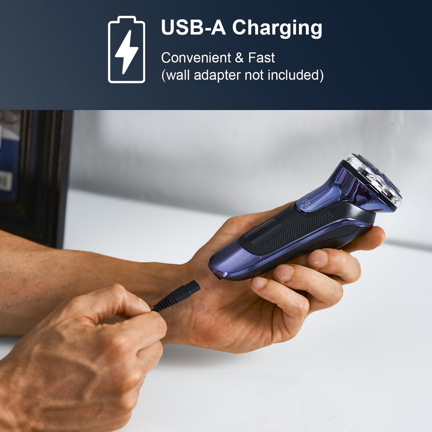 Nogroa Electric Razor for Men, Portable Electric Beard Trimmer with Cleaning Brush, 3 Head 5D Cordless Rechargeable Rotary Shaver Use for Home Travel