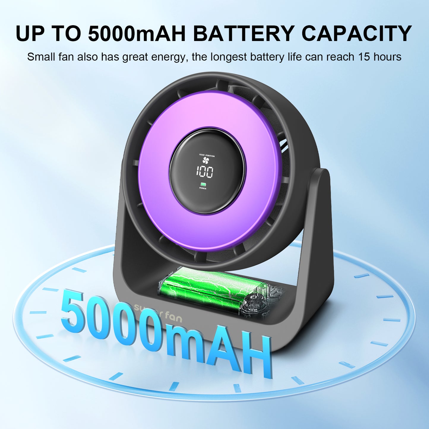 Small Desktop Fan, Smart Digital Display Mini Mute 100 Speed Settings Table Desk Fan Portable Small Fans for Bedroom Office Home