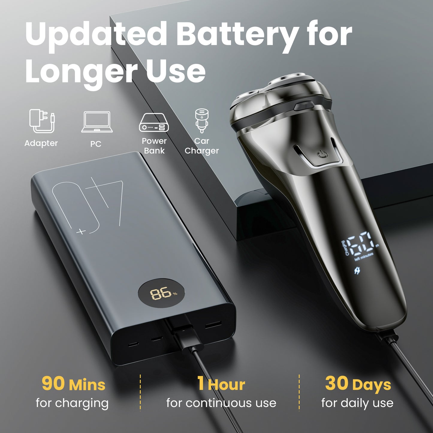 Nogroa Electric Razor for Men, Waterproof Cordless Electric Shaver with Pop-up Beard Trimmer, Ideal Gift for Him Husband Dad