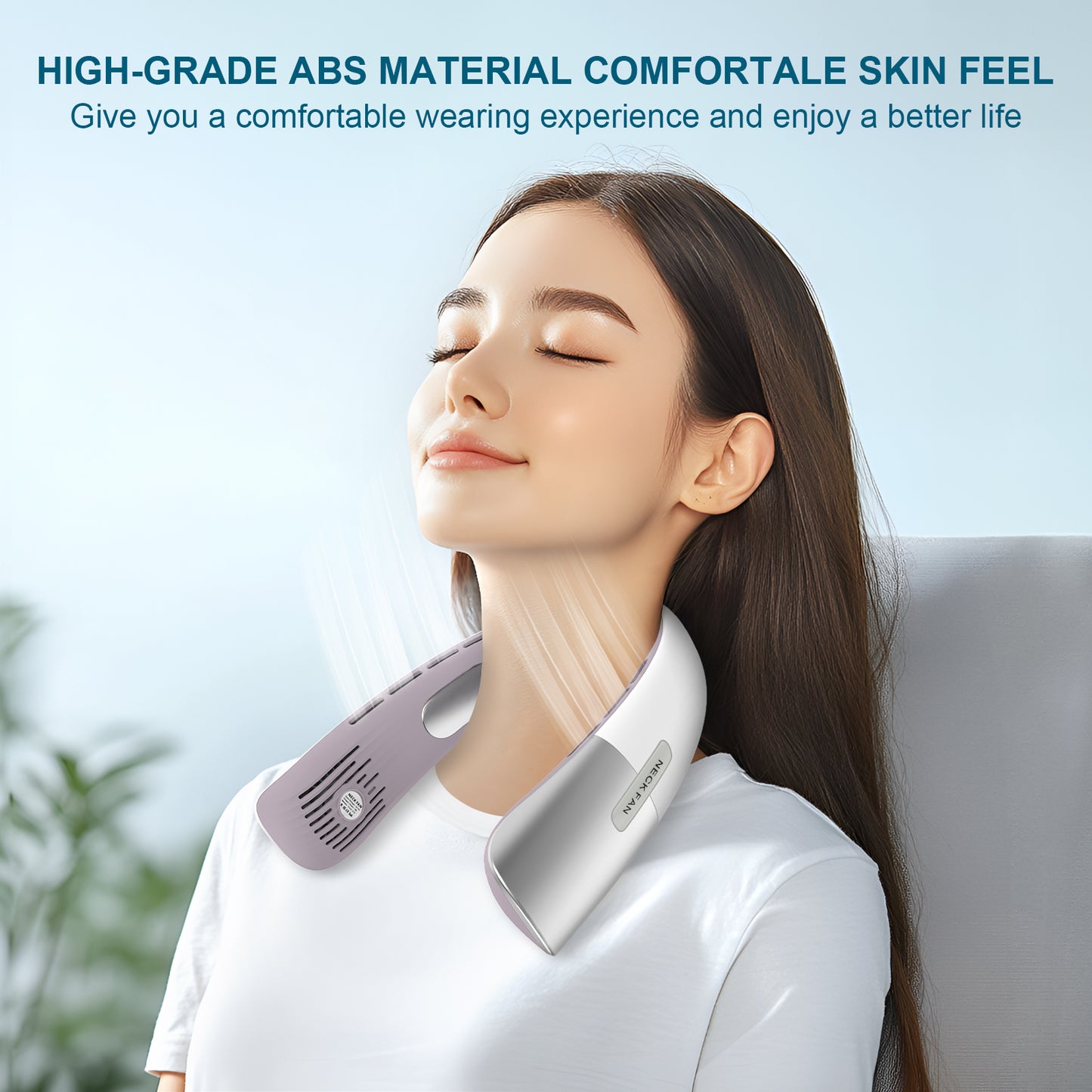 Portable Neck Fan, Hands-Free Personal Fan with 5 Speeds Wearable Bladeless Fan Whisper-Quiet Rechargeable Fan Perfect for Home, Sports, Travel