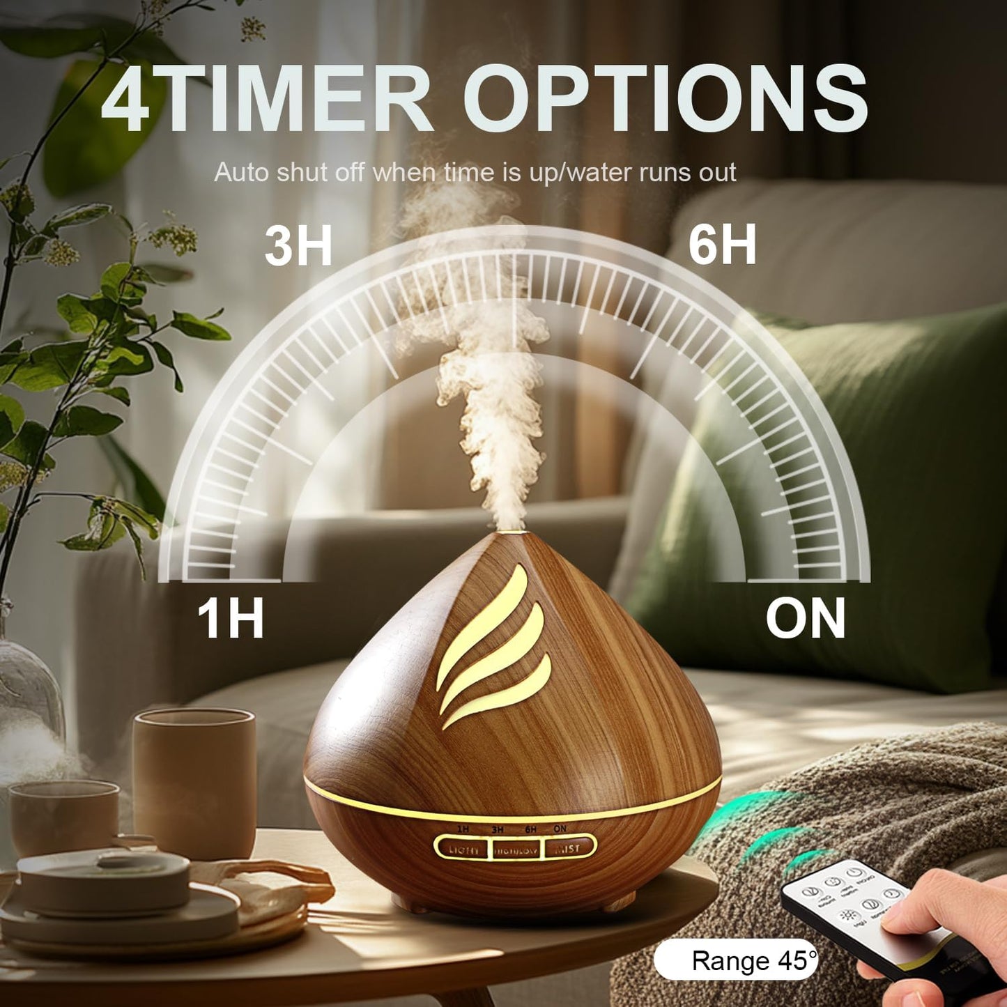 Noahstrong 500ml Essential Oil Diffuser, Flying Wings Shape Aromatherapy Diffusers Humidifier, Waterless Auto Shut-off for Large Room Bedroom Home Office