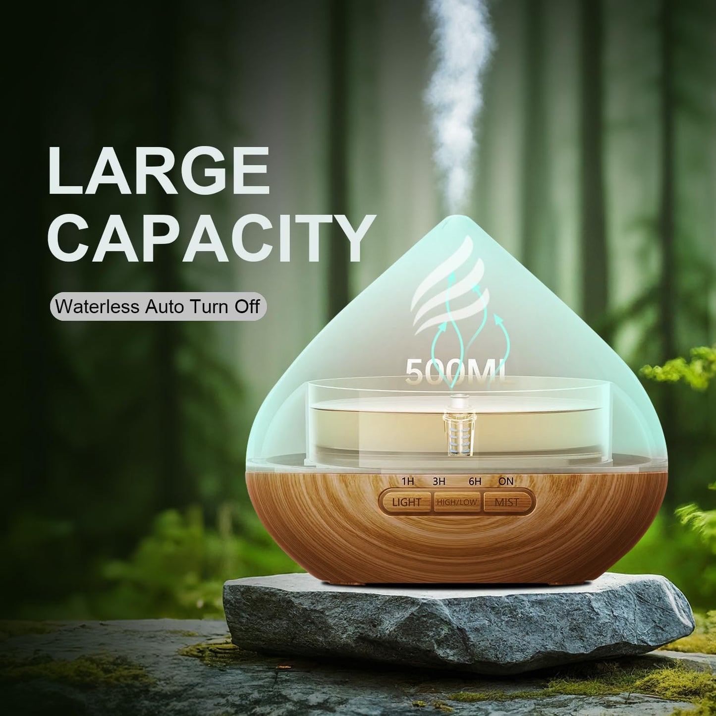 Noahstrong 500ml Essential Oil Diffuser, Flying Wings Shape Aromatherapy Diffusers Humidifier, Waterless Auto Shut-off for Large Room Bedroom Home Office