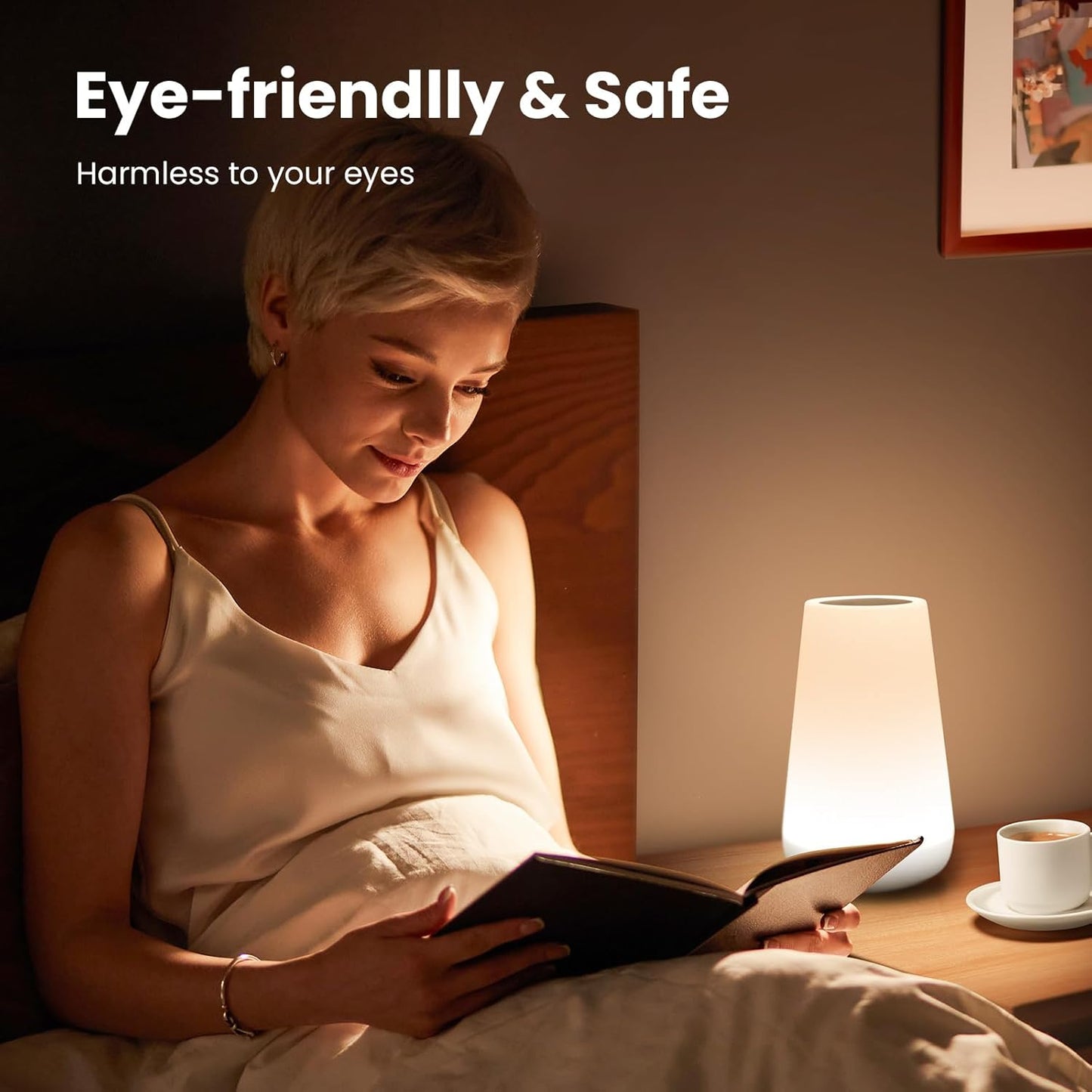 UWANTME Night Light, Dimmable Touch Lamp for Bedroom, Portable Bedside Table Lamps, 5 Brightness and 13 RGB Colors Night Light Suitable for Bedroom/Baby Nursery/Bathroom/Hallways/Living Room