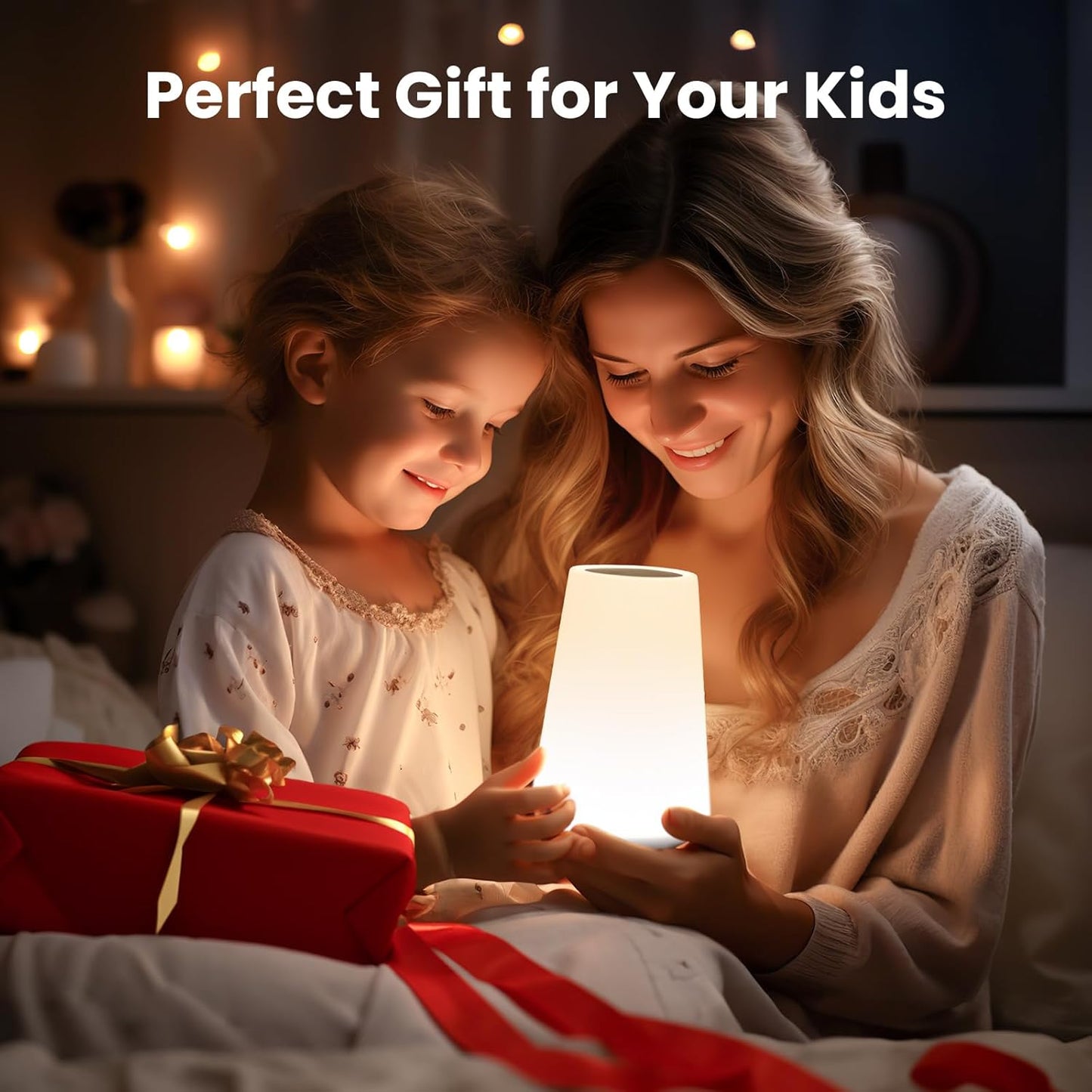 UWANTME Night Light, Dimmable Touch Lamp for Bedroom, Portable Bedside Table Lamps, 5 Brightness and 13 RGB Colors Night Light Suitable for Bedroom/Baby Nursery/Bathroom/Hallways/Living Room