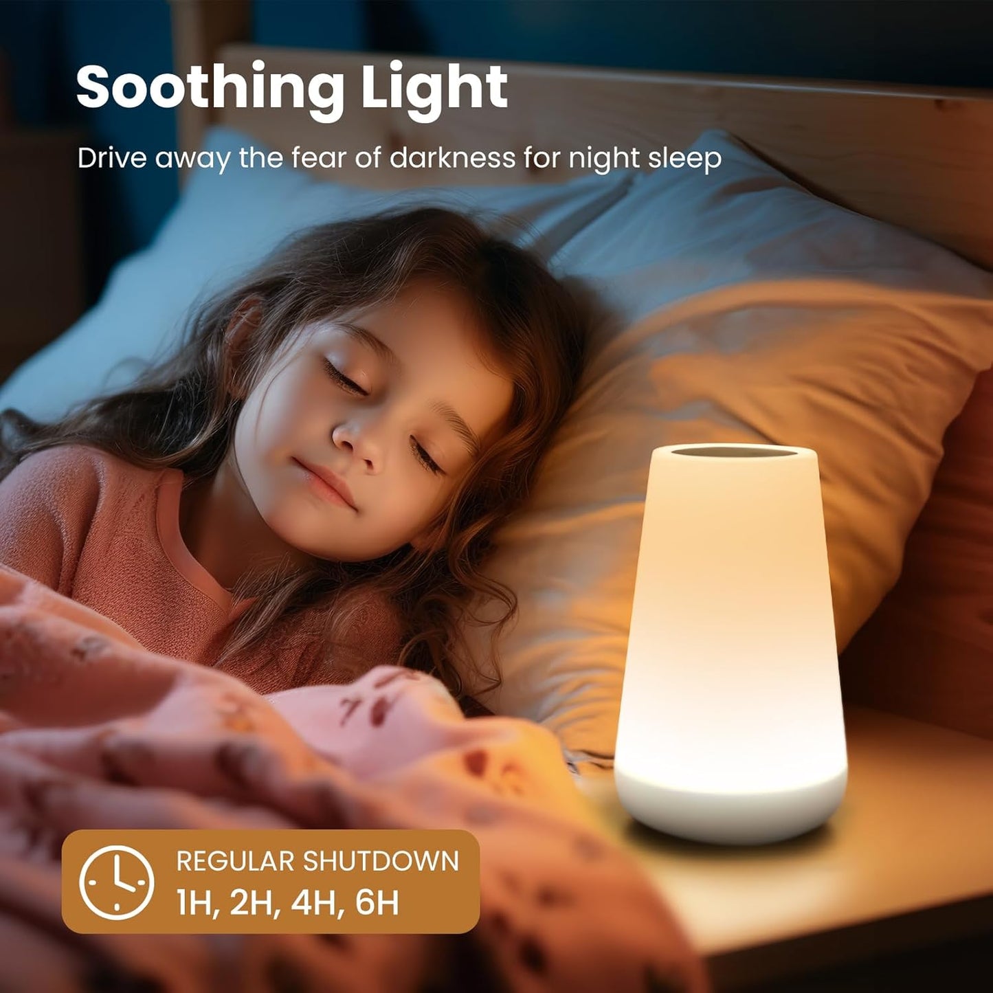 UWANTME Night Light, Dimmable Touch Lamp for Bedroom, Portable Bedside Table Lamps, 5 Brightness and 13 RGB Colors Night Light Suitable for Bedroom/Baby Nursery/Bathroom/Hallways/Living Room