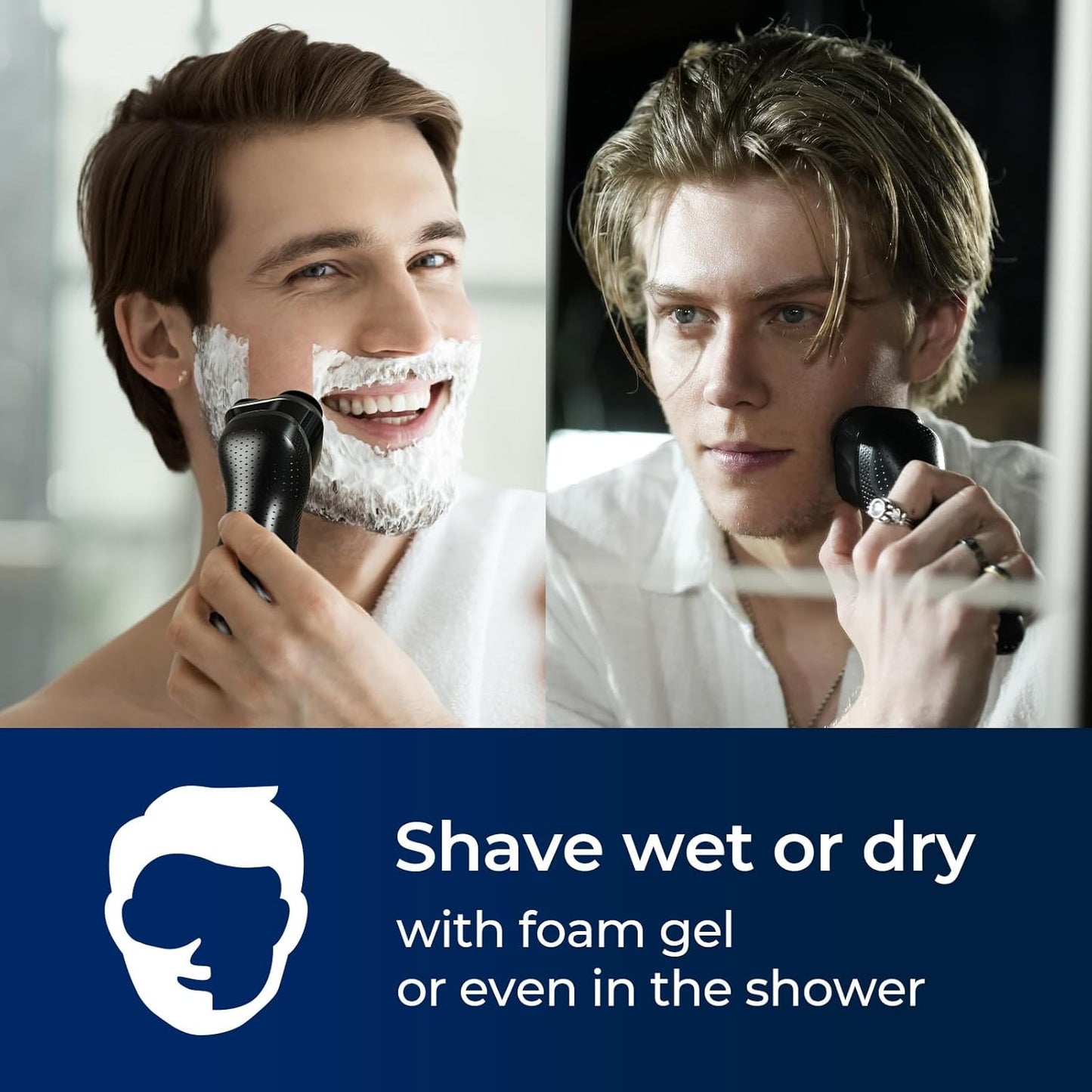 Nogroa Electric Shavers for Men, 3 in 1 Cordless Razor Waterproof Wet Dry Adjustable Speeds Beard Trimmer Grooming Kit with Nose Hair Trimmer, Sideburns Trimmer