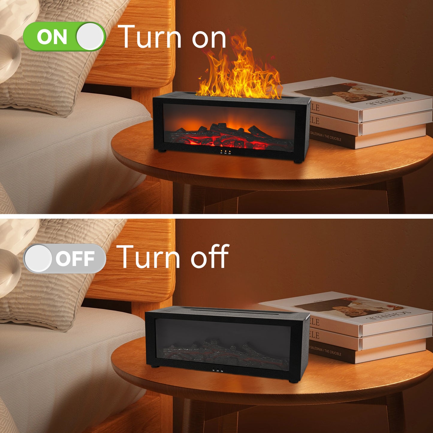 Noahstrong Flame Diffuser, 7 Colors Flame Fireplace Essential Oil Diffuser Cool Mist Humidifier with Remote Control, Timer and Waterless Auto-off Oil Diffuser for Home Room Office