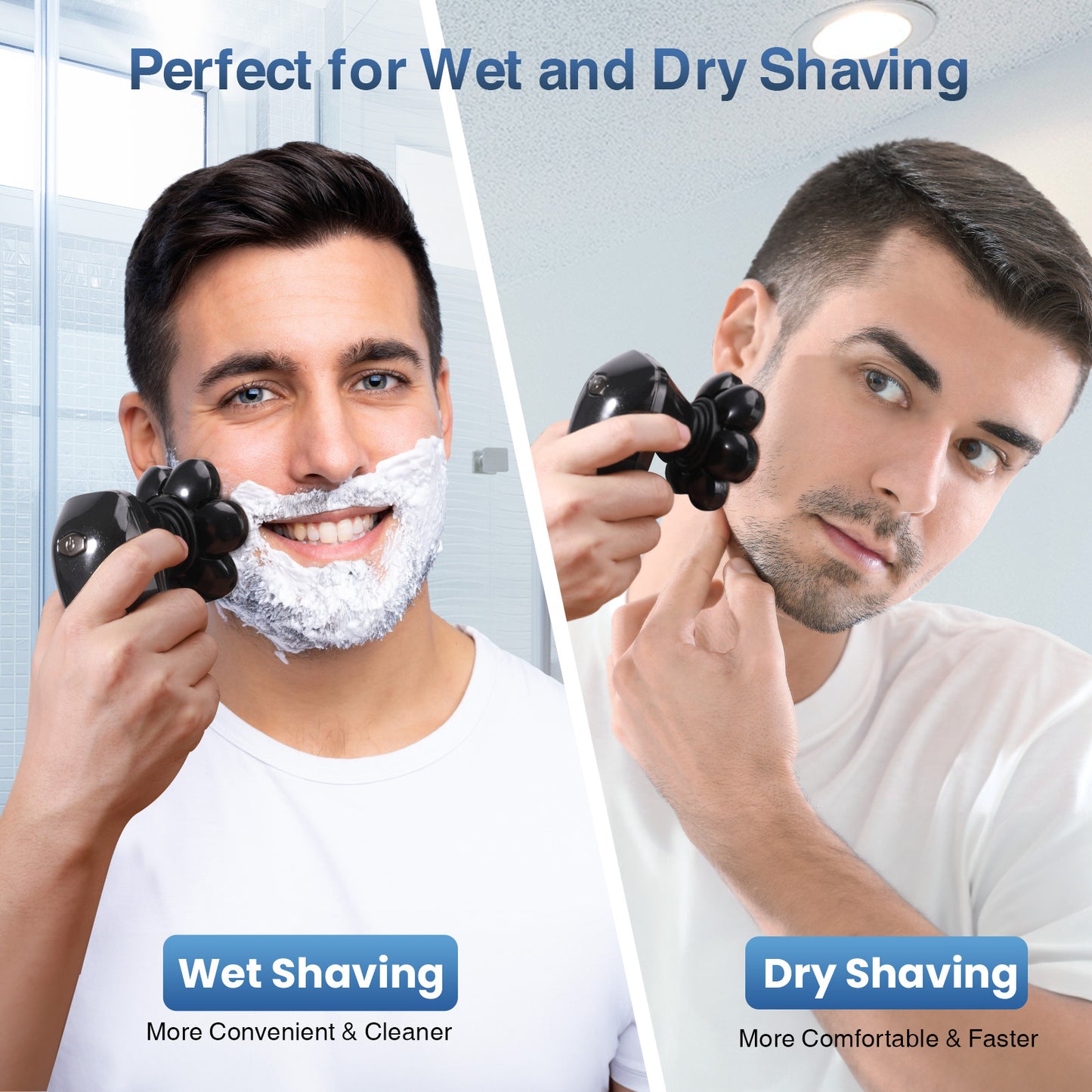 Nogroa 7D Head Shavers for Bald Men, Upgraded 6-in-1 Cordless Mens Head Electric Razor Grooming Kit with Beard Clippers Nose Trimmer, LED Display, Waterproof, Wet/Dry, Rechargeable, with Hanging Loop
