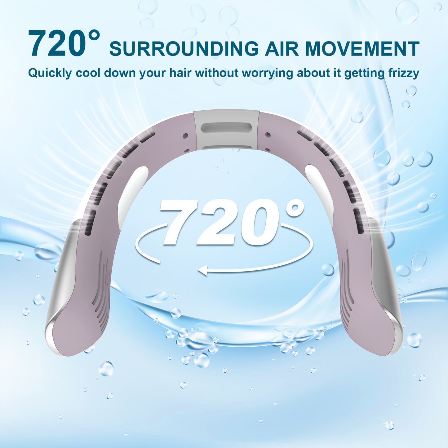 Portable Neck Fan, Hands-Free Personal Fan with 5 Speeds Wearable Bladeless Fan Whisper-Quiet Rechargeable Fan Perfect for Home, Sports, Travel