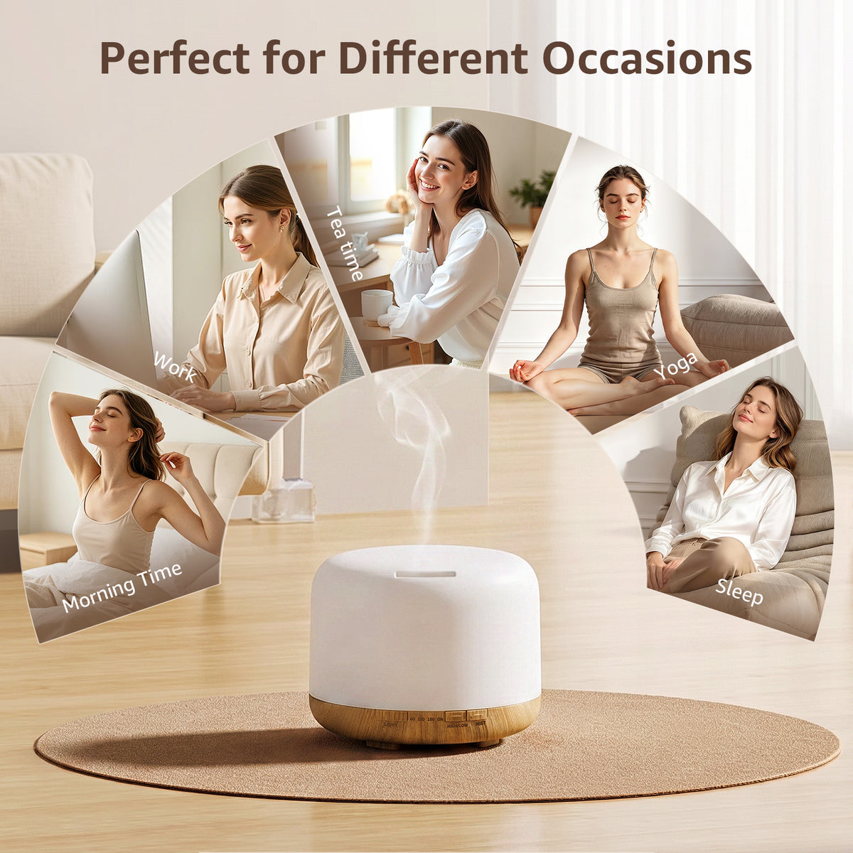 Noahstrong 500ml Oil Diffuser, Ultrasonic Essential Oil Diffuser with 7 Color LED Lights, Remote Control & Measuring Cup, Aromatherapy Cool Mist Humidifier for Home, Large Room, Office