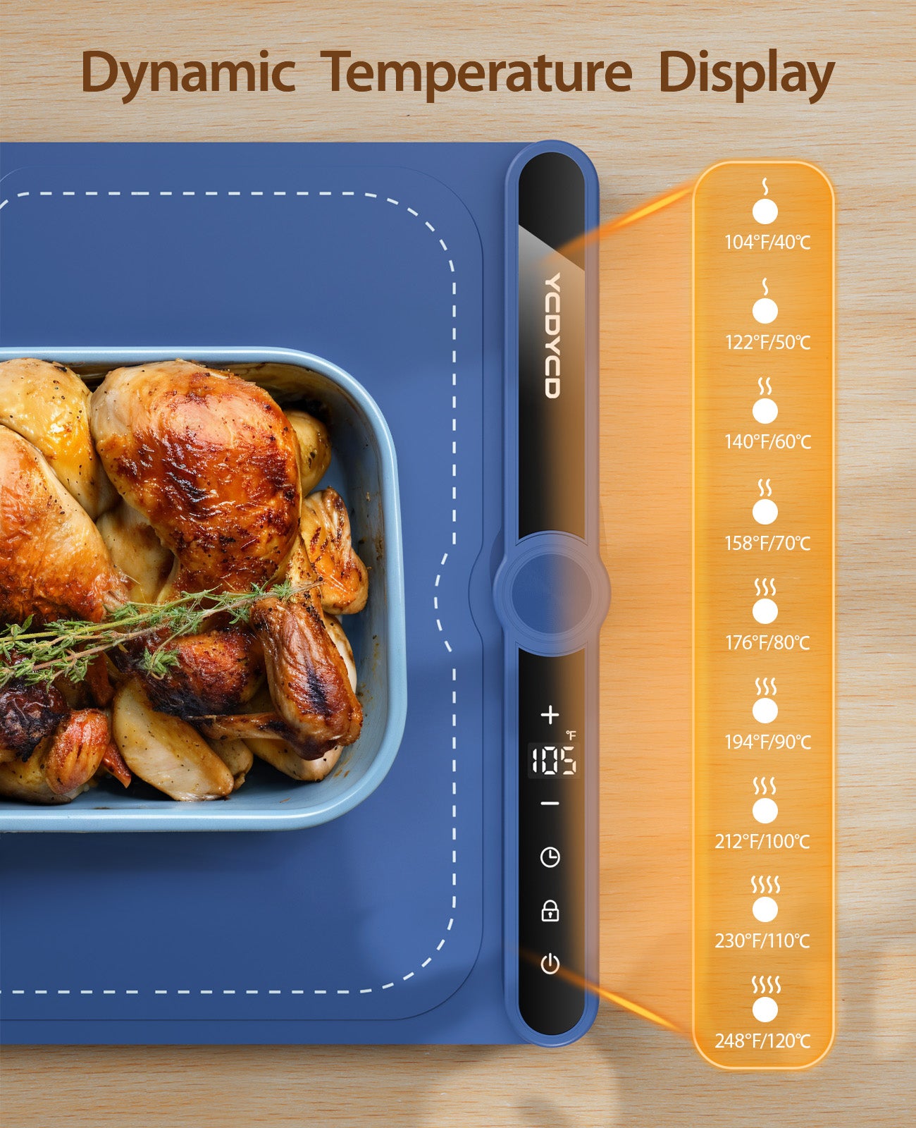 Electric Warming Tray, Nano Silicone Food Warming Mat with 9 Temperature Settings, LED Display, Timer Settings & Child Lock, Portable Foldable Food Warmer Quick Heating Pad for Parties, Gatherings