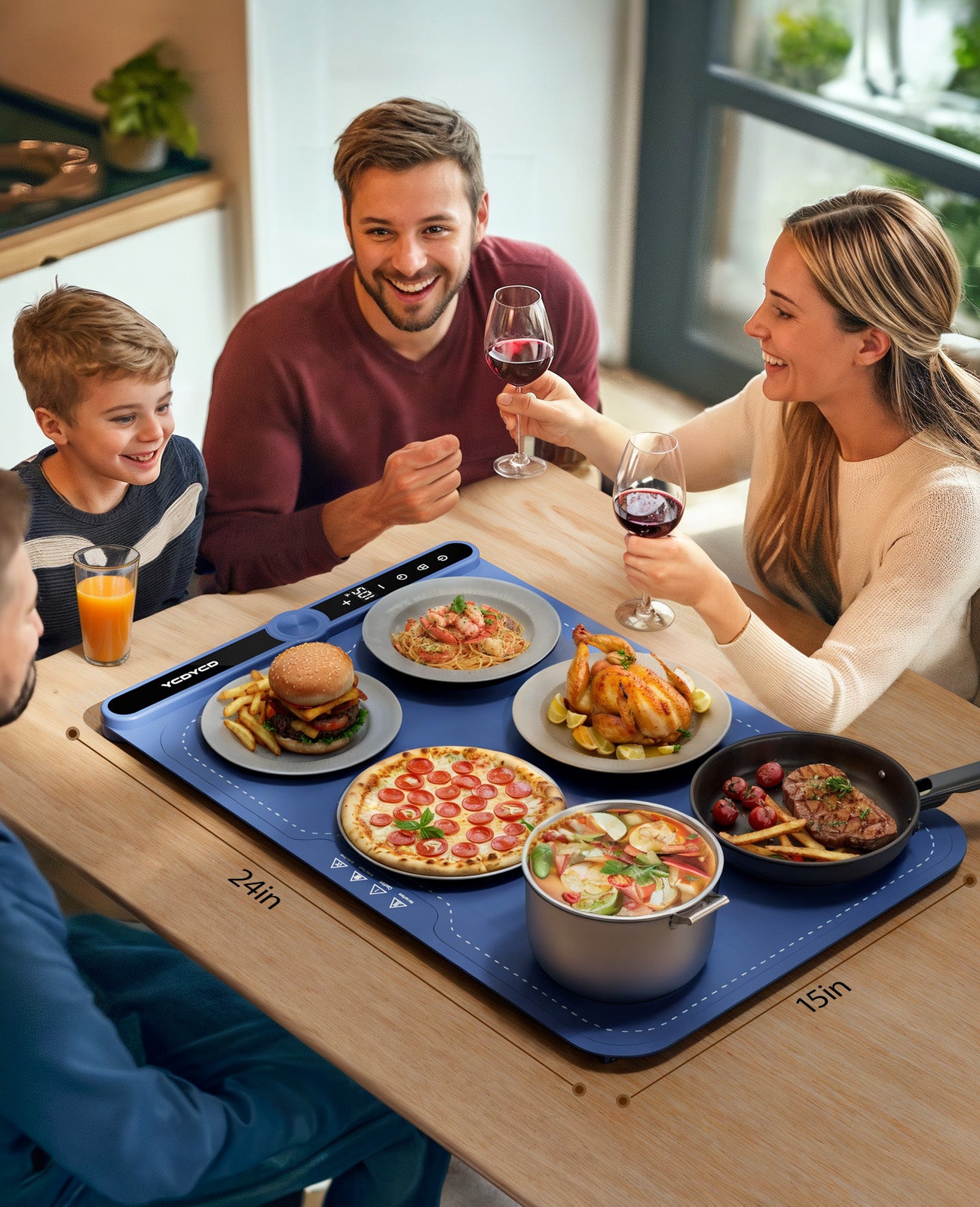 Electric Warming Tray, Nano Silicone Food Warming Mat with 9 Temperature Settings, LED Display, Timer Settings & Child Lock, Portable Foldable Food Warmer Quick Heating Pad for Parties, Gatherings