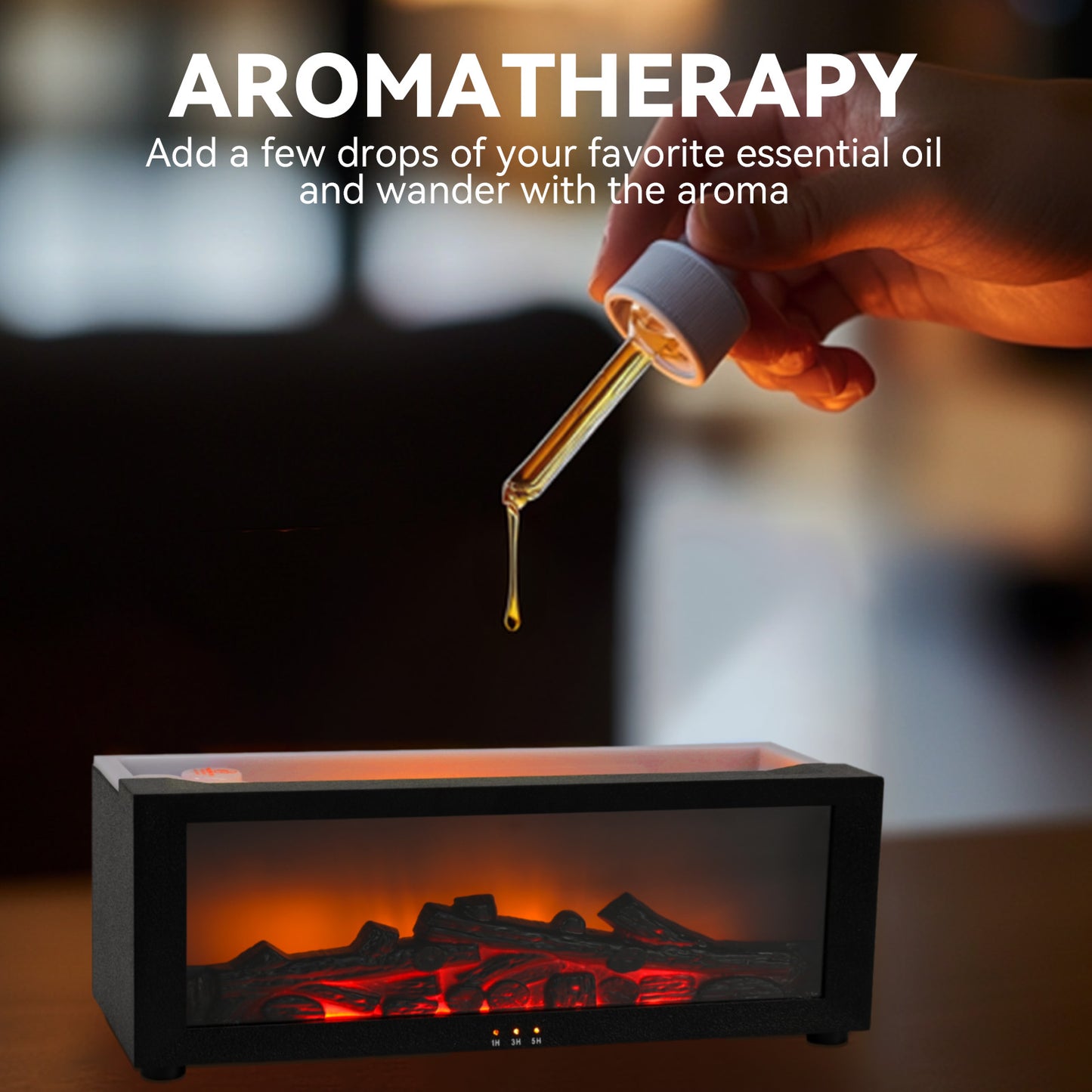 Noahstrong Flame Diffuser, 7 Colors Flame Fireplace Essential Oil Diffuser Cool Mist Humidifier with Remote Control, Timer and Waterless Auto-off Oil Diffuser for Home Room Office