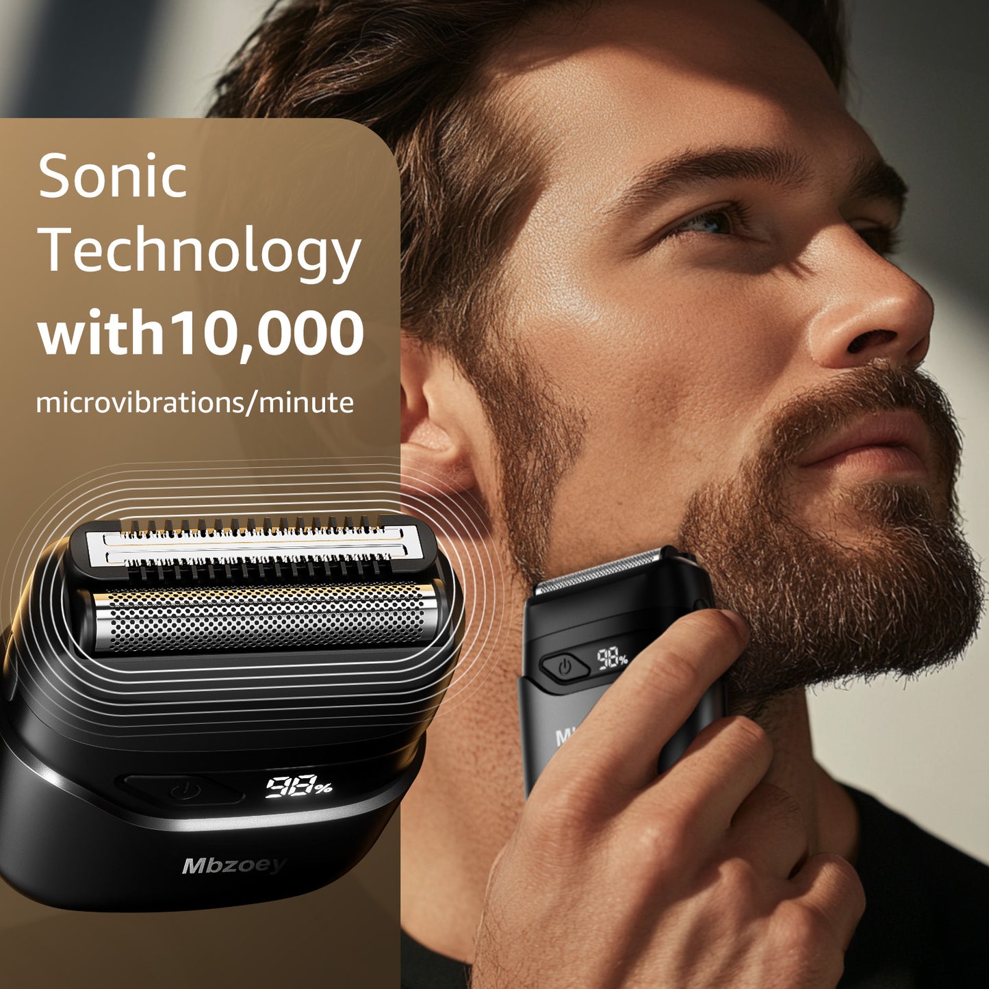 Nogroa Electric Foil Shaver for Men, Double Floating Blade Mini Electric Razor IPX7 Waterproof LED Display Beard Trimmer for Travel